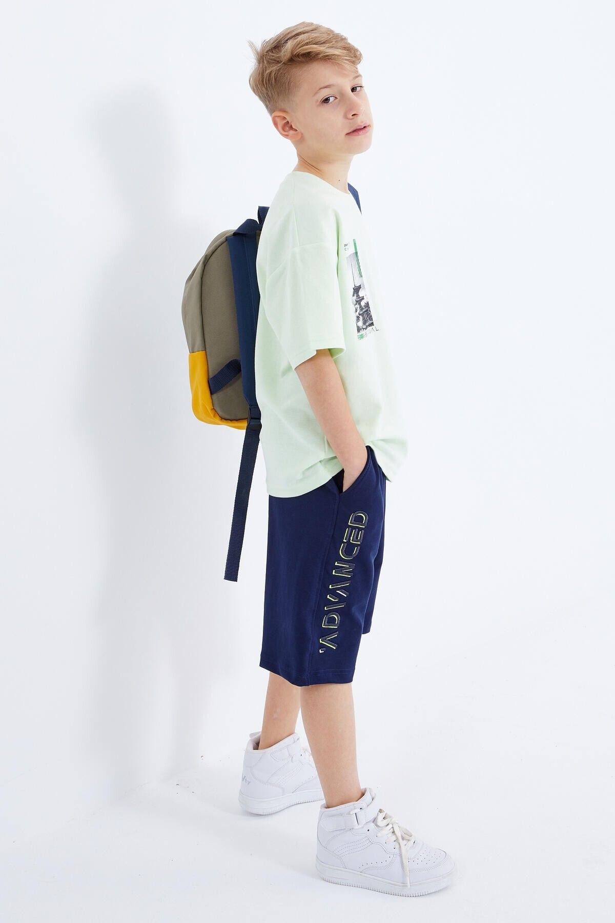 TOMMY LIFE-Indigo Summer Embroidered Lace-Up Boy's Shorts - 10881 1