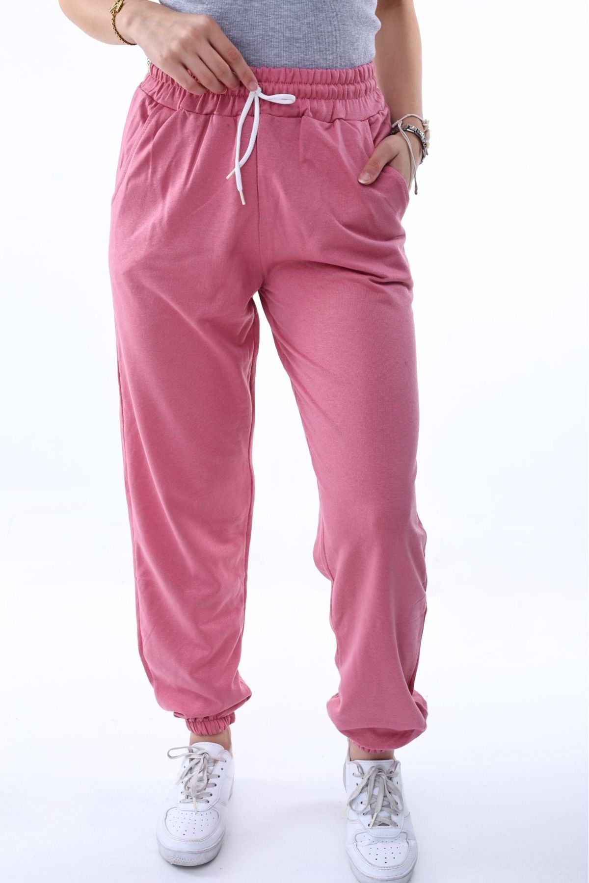 POLYMOOD Pantaloni De Trening Pentru Damă Pantaloni Cu 2 Fire Cu Talie Elastică Și Picioare Femeie - L