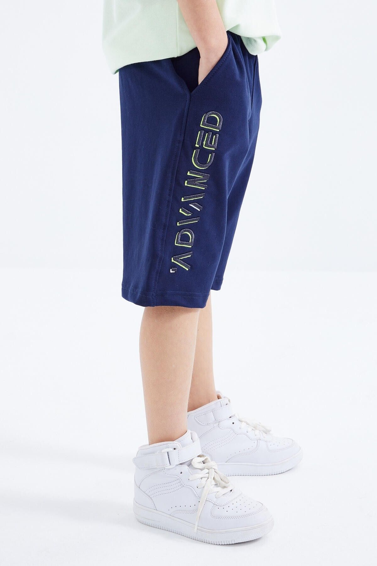 TOMMY LIFE-Indigo Summer Embroidered Lace-Up Boy's Shorts - 10881 6