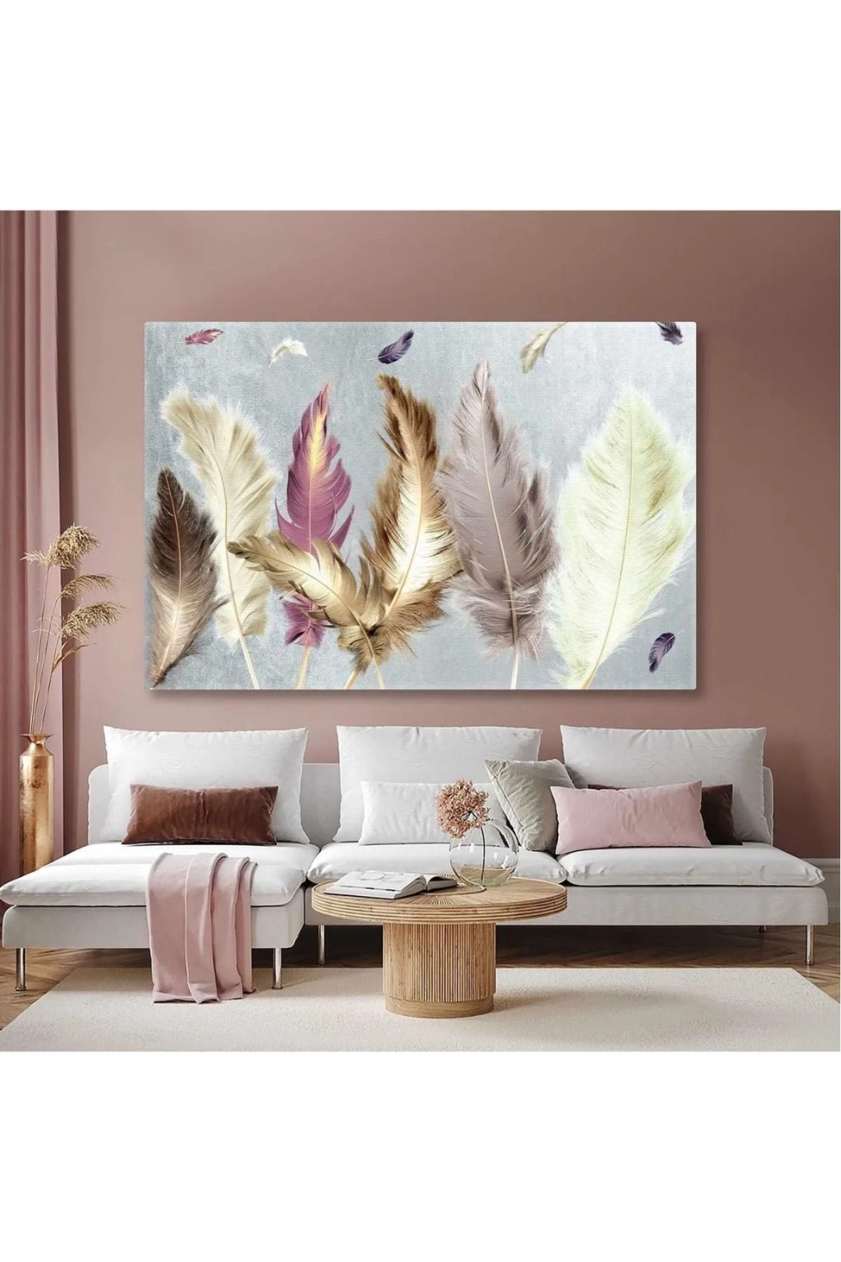 Vividale Pastel Tonlarda Kuş Tüyü Hayvan Dekor Kanvas Tablo AR030229