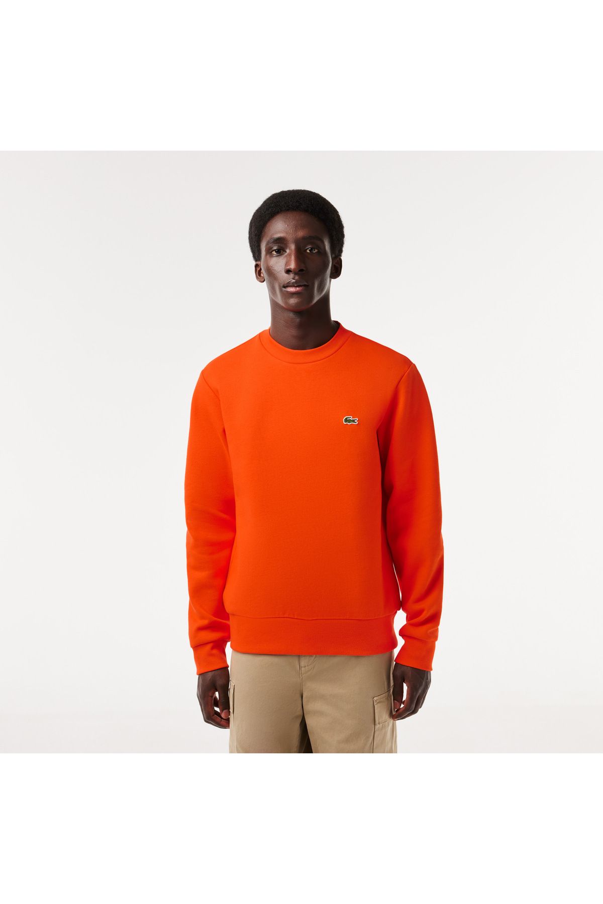 سویشرت نارنجی مردانه پیراهن قرمز دوچرخه سواری کلاسیک مناسب Lacoste