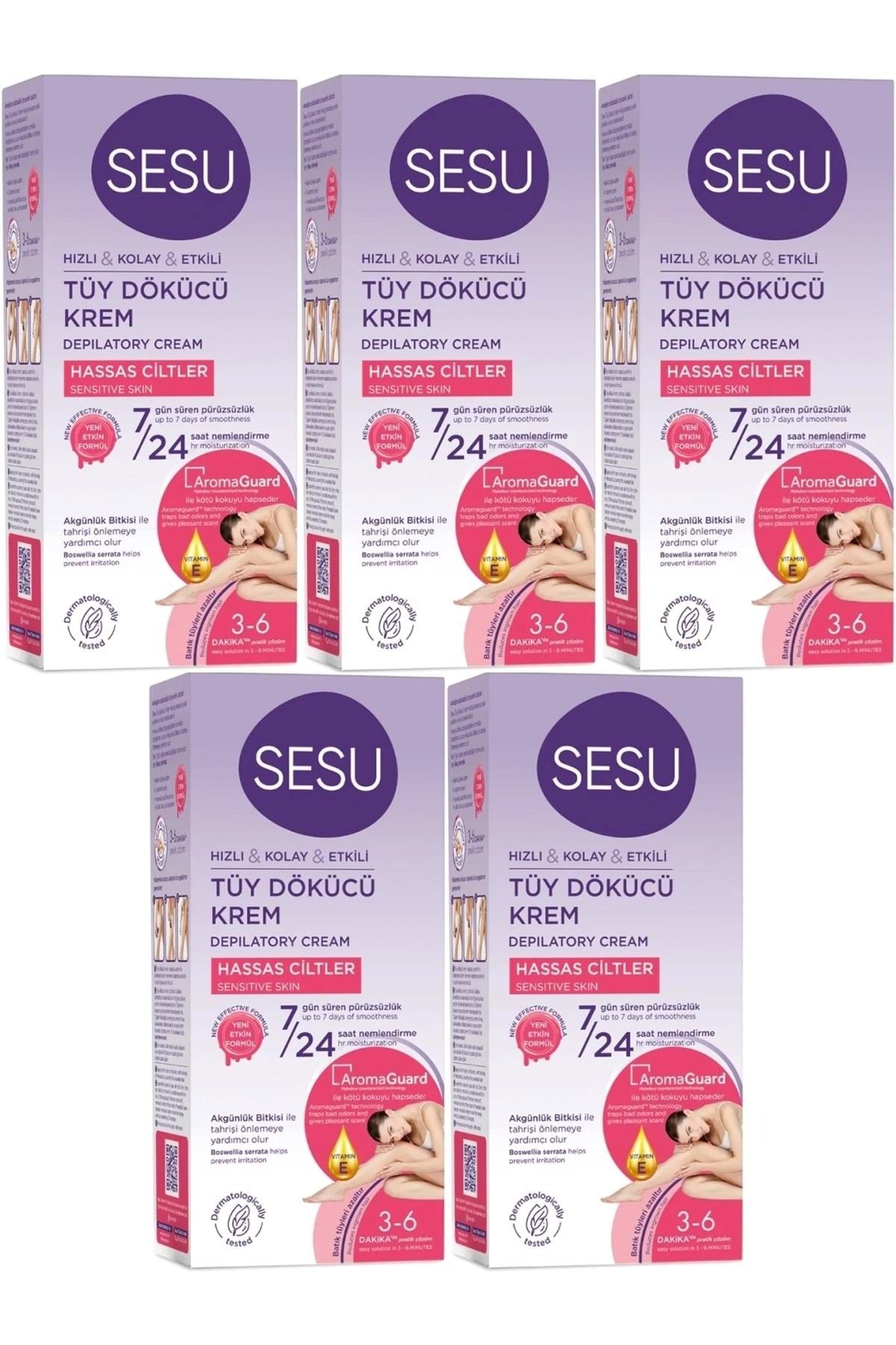 Sesu Tüy Dökücü Krem 40ML Hassas Ciltler/Sensitive (5 Li Set)