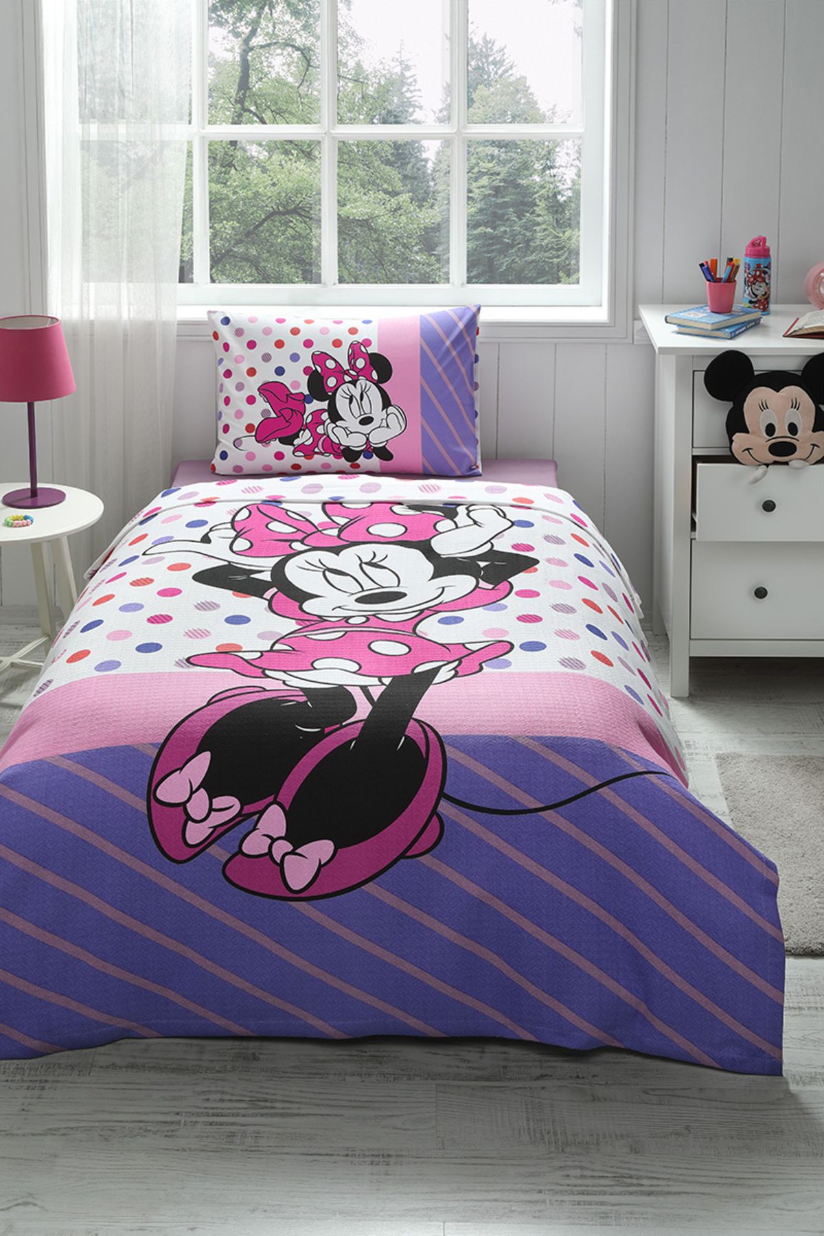 Özdilek Minnie Mouse Trend Tek Kişilik Disney Lisanslı Lastikli Fitted Çarşaf Çocuk Pike Takımı