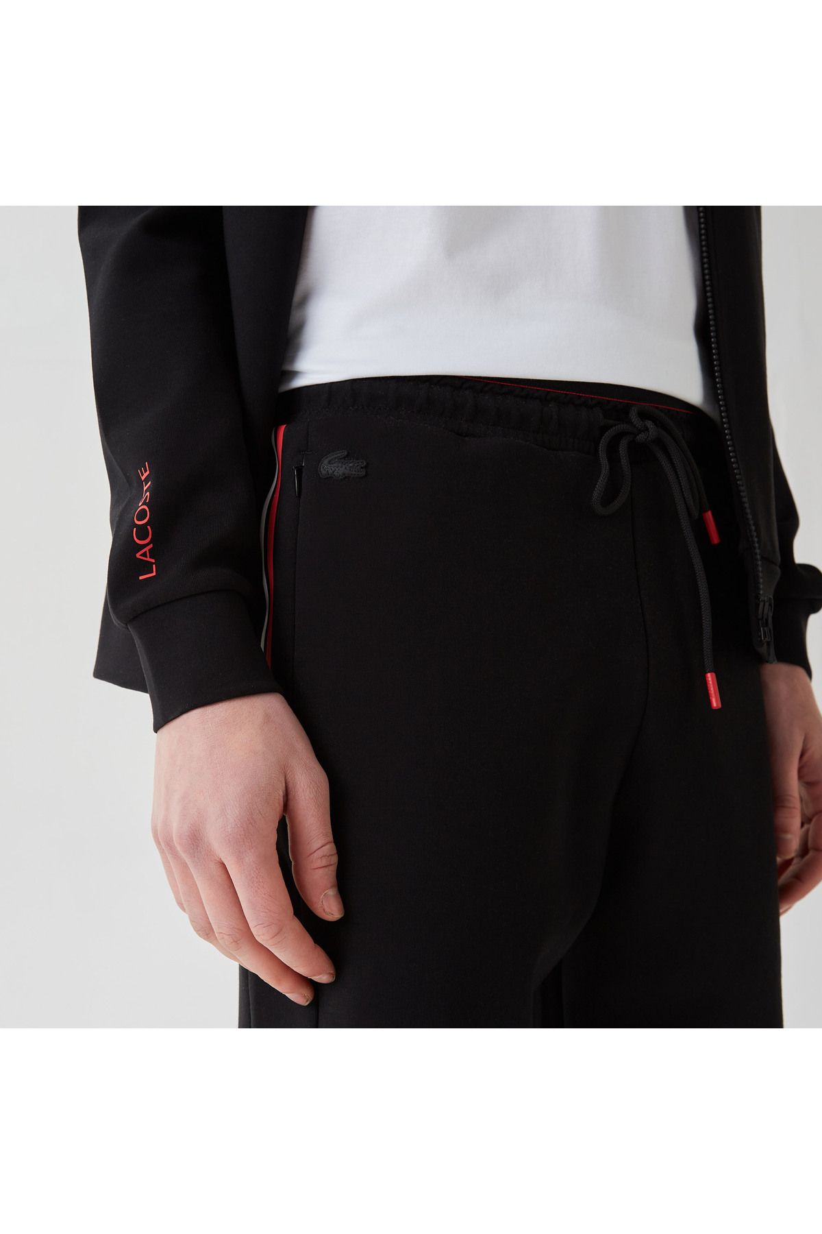 شلوارک و برمودا مشکی مردانه سیاه سفید باریک Lacoste