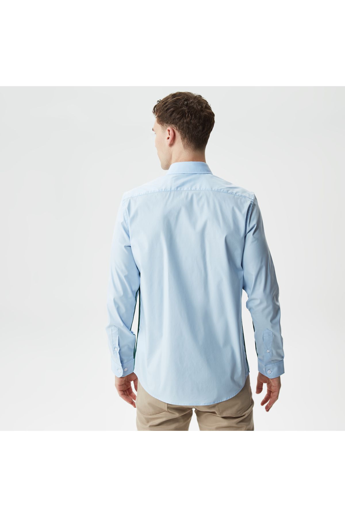 پیراهن / بلوز دکمه دار آبی مردانه یقه باریک اورجینال Lacoste