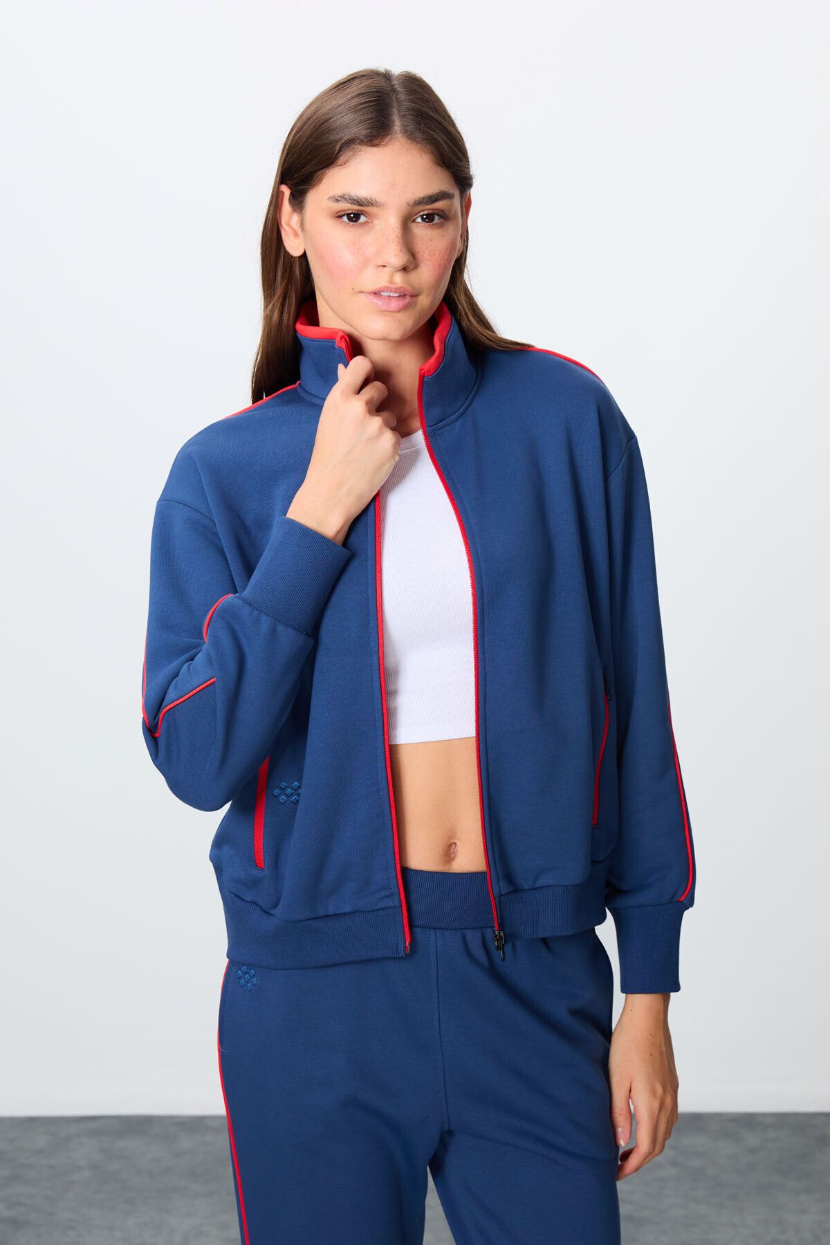 TOMMY LIFE-Parlament Stand Collar Oversize dámská tepláková souprava – tlustá hladká bavlna, 95340 5