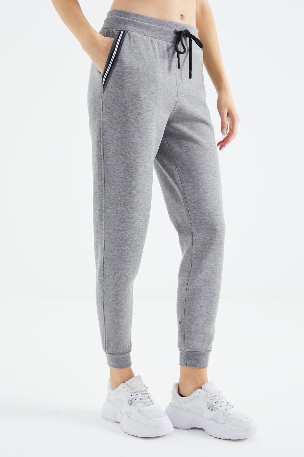 TOMMY LIFE-Gray Melange Zippered Women's Tracksuit - 95326 5