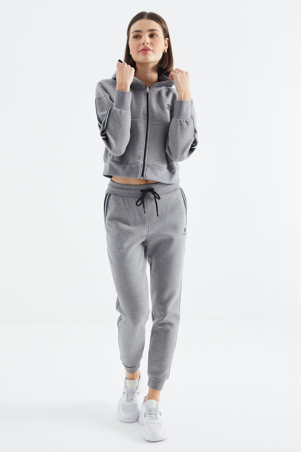 TOMMY LIFE-Gray Melange Zippered Women's Tracksuit - 95326 1