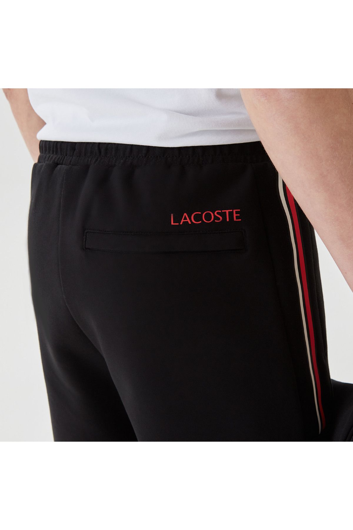 شلوارک و برمودا مشکی مردانه سیاه سفید باریک Lacoste