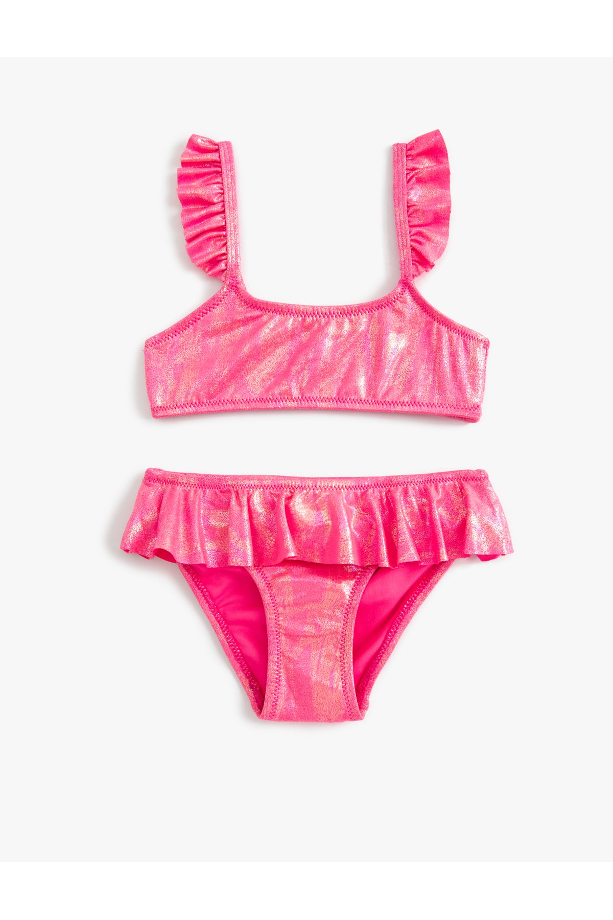 Koton Błyszczący Zestaw Bikini Z Falbankami I Paskami Kobieta - 5–6 years