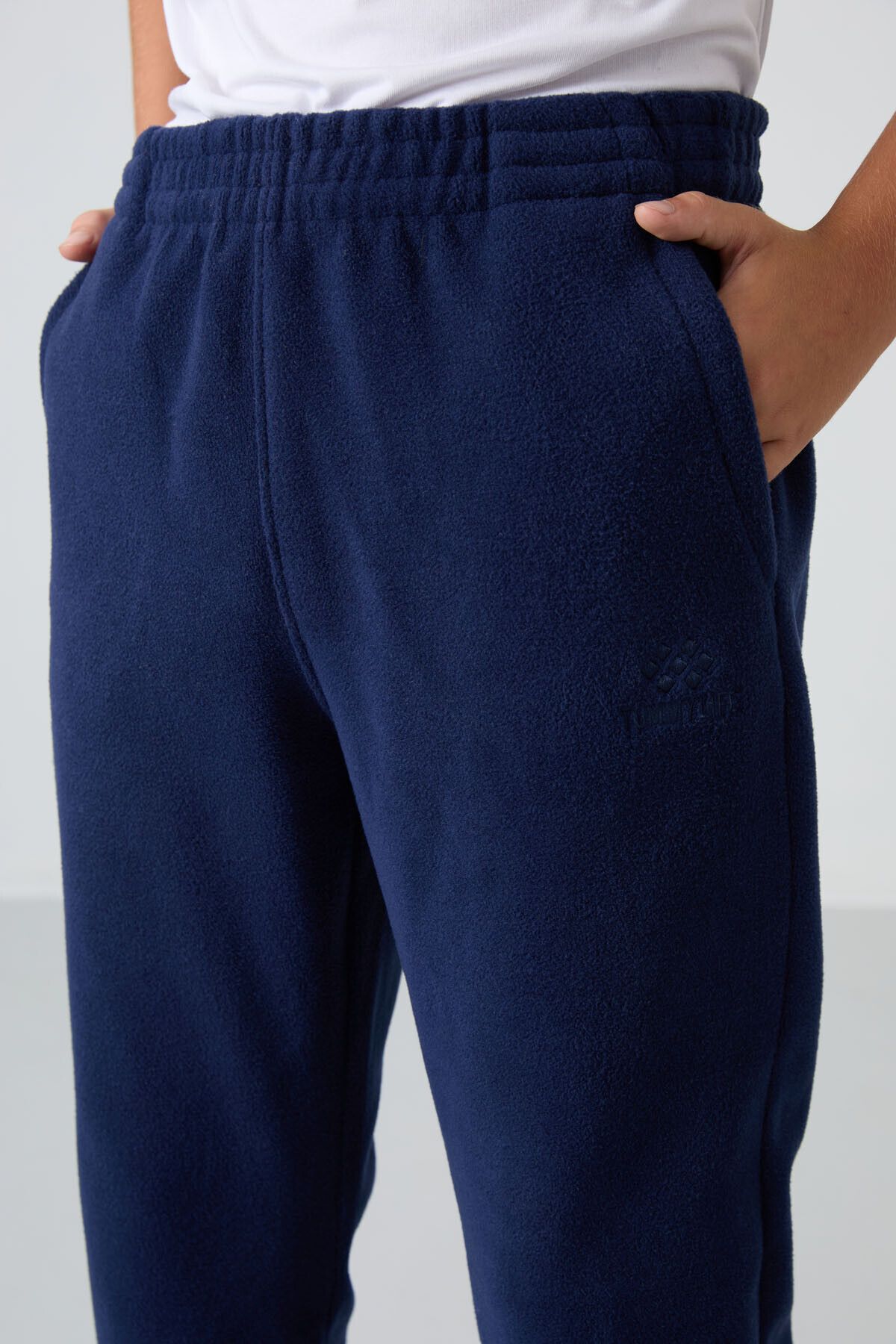 TOMMY LIFE-Boy's Fleece Sweatpants - Navy Blue, Embroidered, Thick Soft Textured - 11219 3