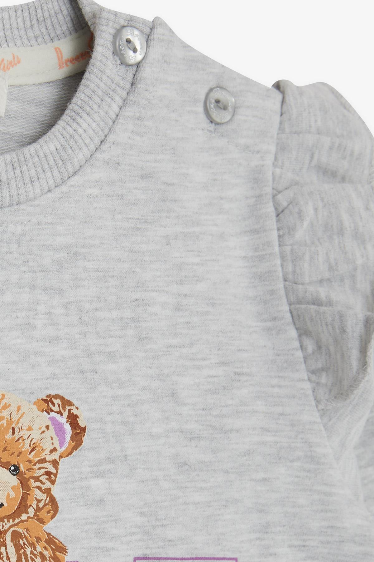 Breeze Kız Çocuk Eşofman Takımı Ayıcıklı Simli Yazı Baskılı 1.5-5 Yaş, Açık Gri Melanj fotoğrafı 5 (önizleme)