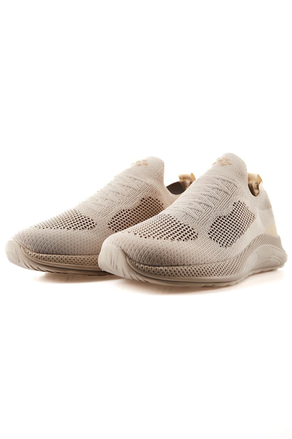 TOMMY LIFE-Beige Men's Sports Shoes - High Sole, Mesh Detail, Light and Flexible - 89120 2