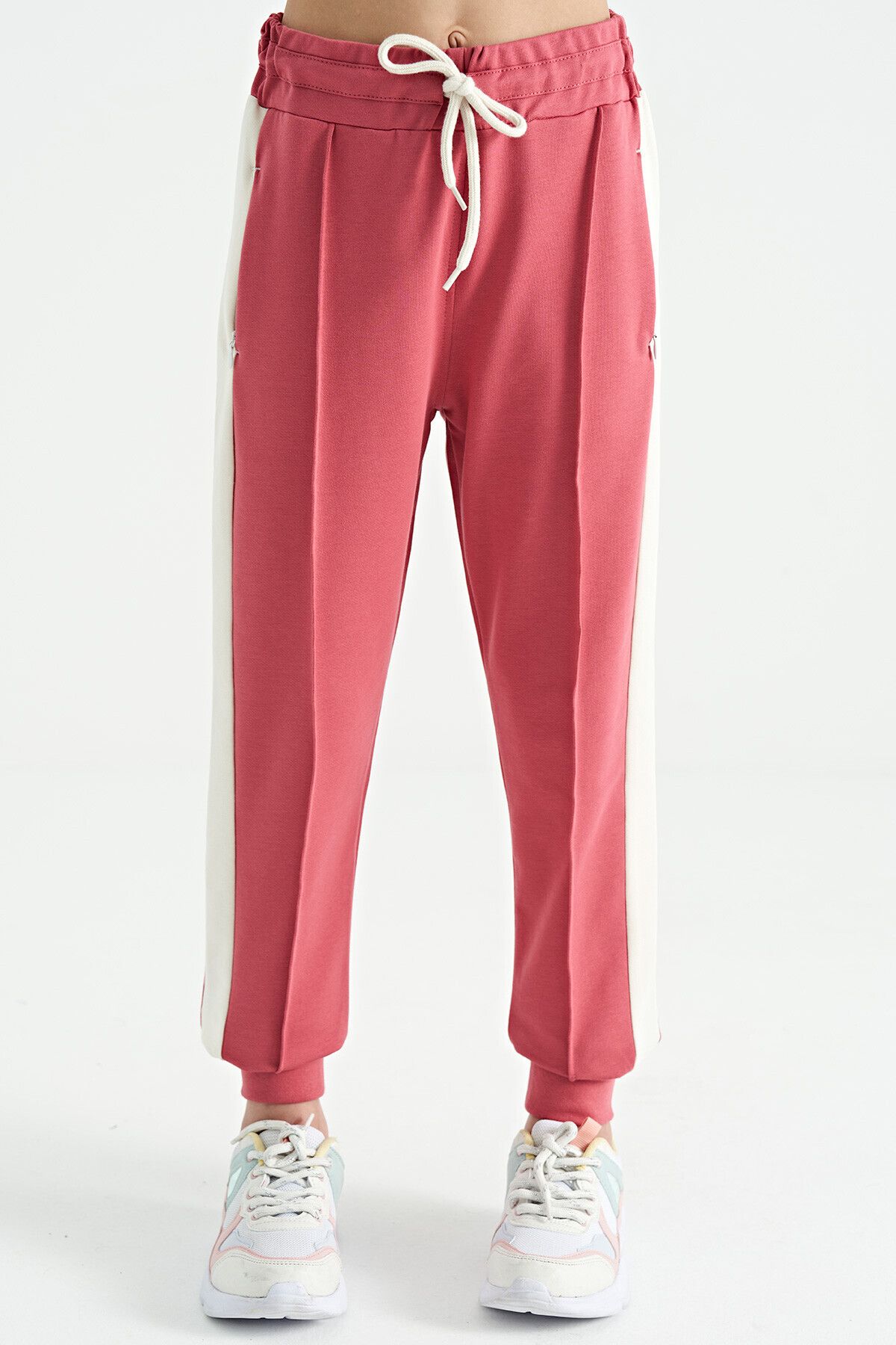 TOMMY LIFE-Wild Rose Side Tape Hidden Zipper Pocket Detailed Jogger Girls Tracksuit Bottom - 75122 1