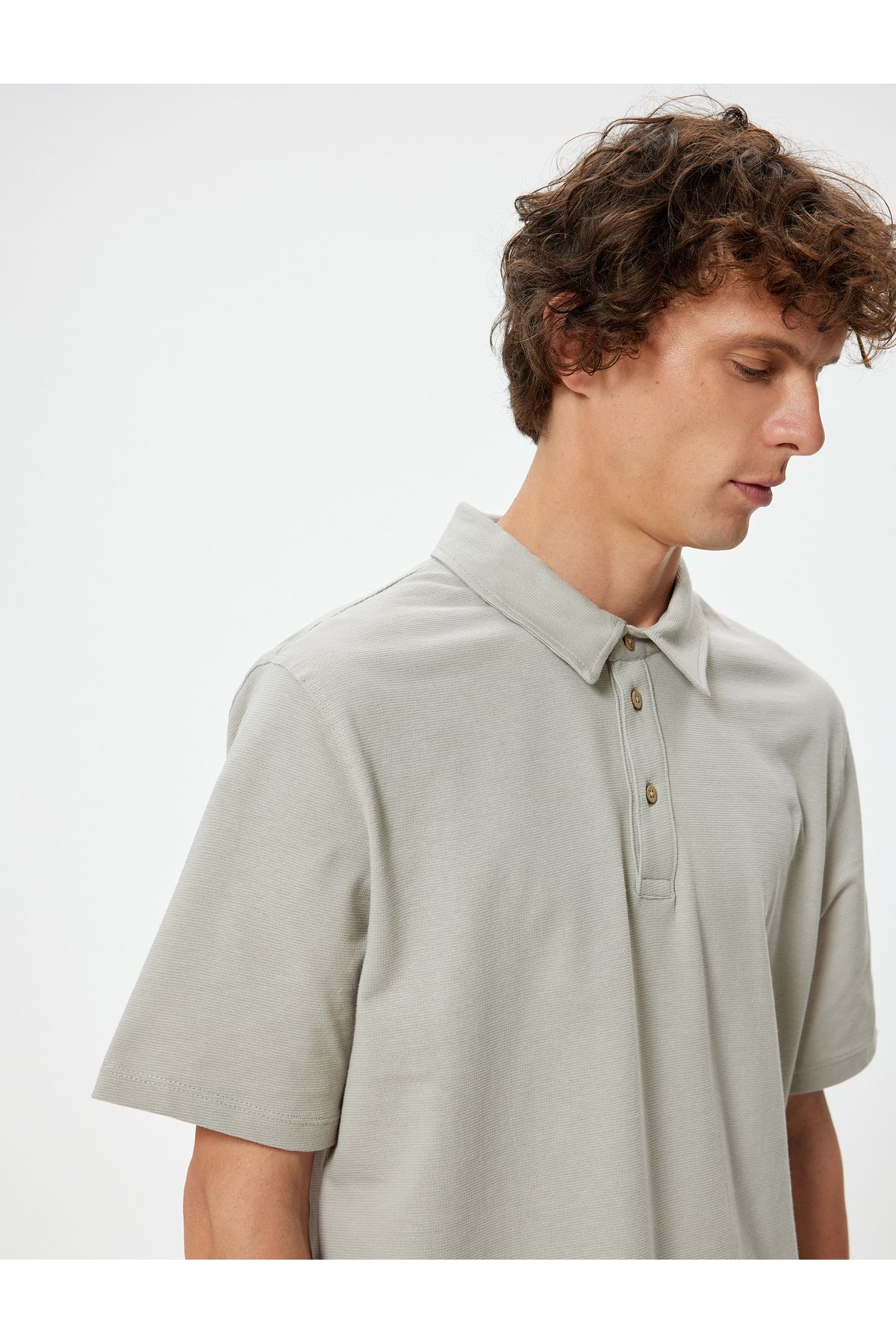 Koton T-shirt Bawełniany O Dopasowanym Kroju, Z Kołnierzykiem Polo I Krótkim Rękawem Mężczyzna - S