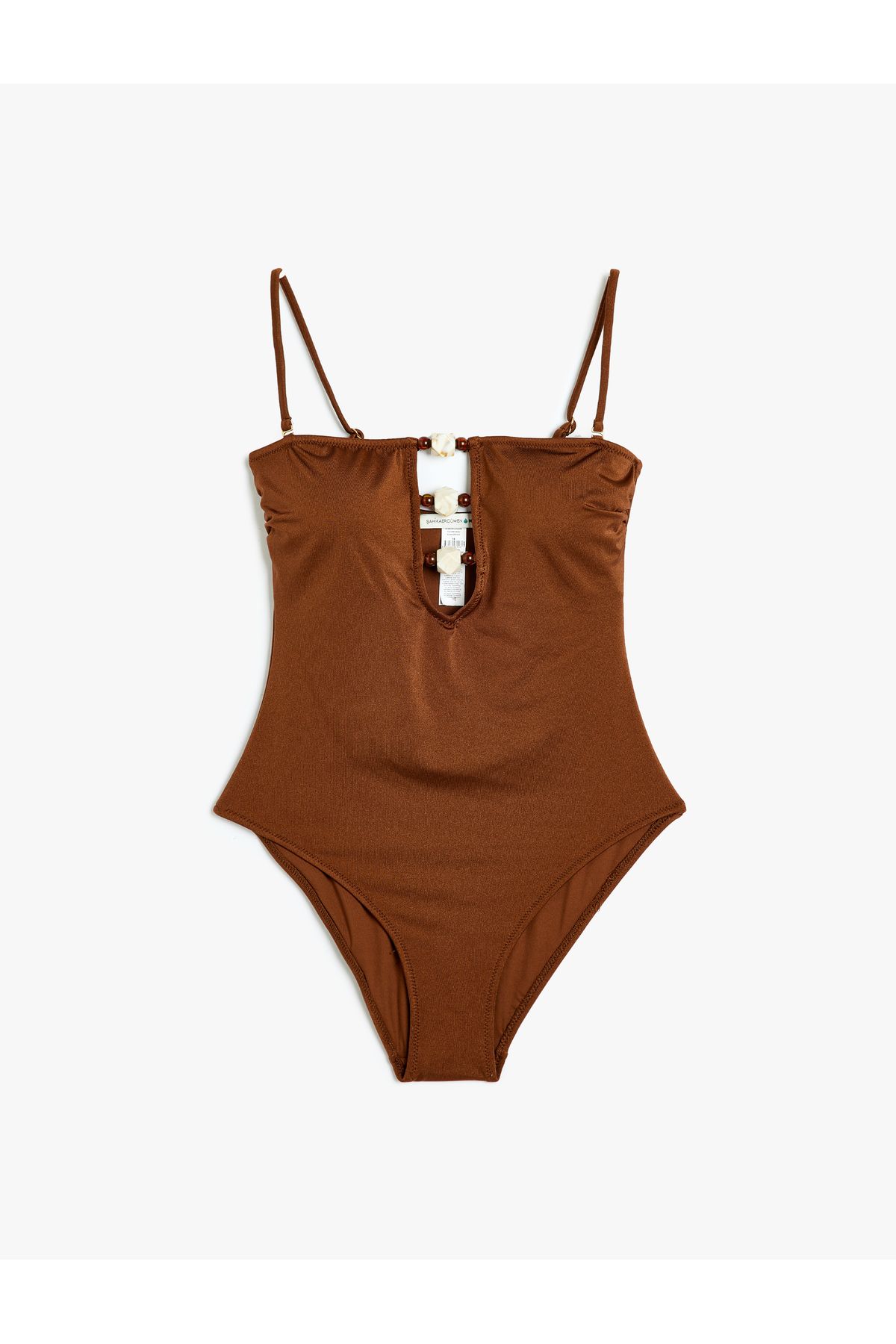 Koton-X Şahika Ercümen - Strapless Swimsuit Window Detail Beaded Removable Thin Strap Shiny 7