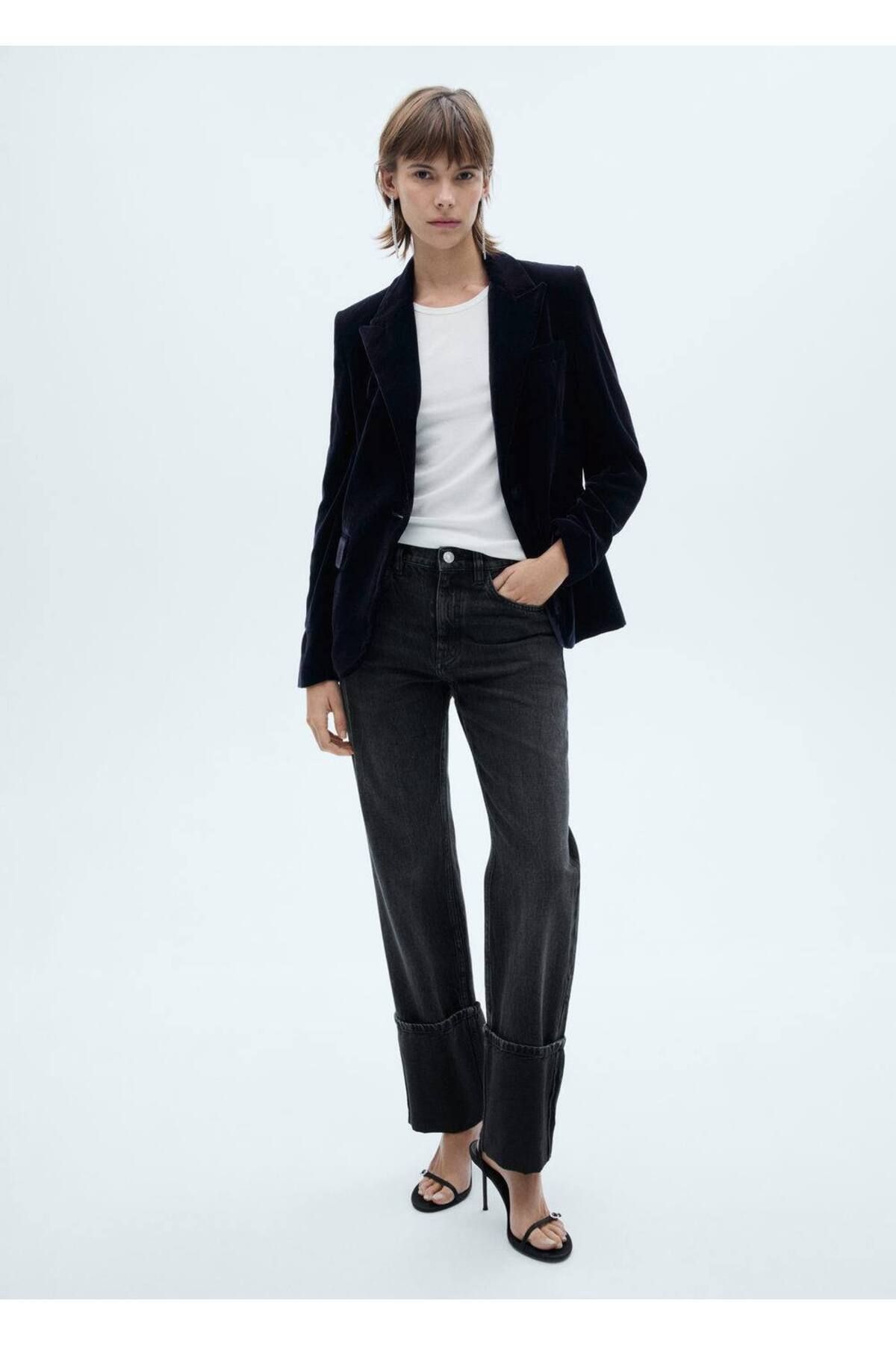 MANGO Woman-Jachetă Blazer din catifea turnată 2