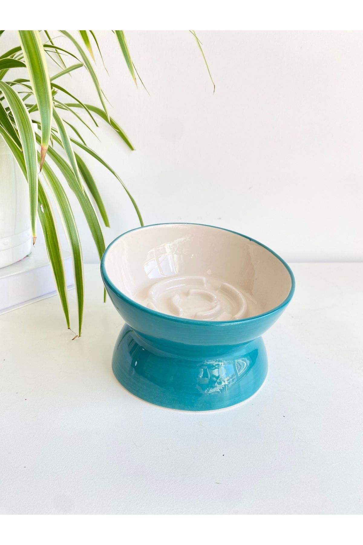 stilinbu-Ceramic Slow Eat Cat Food Bowl (Turquoise) 7