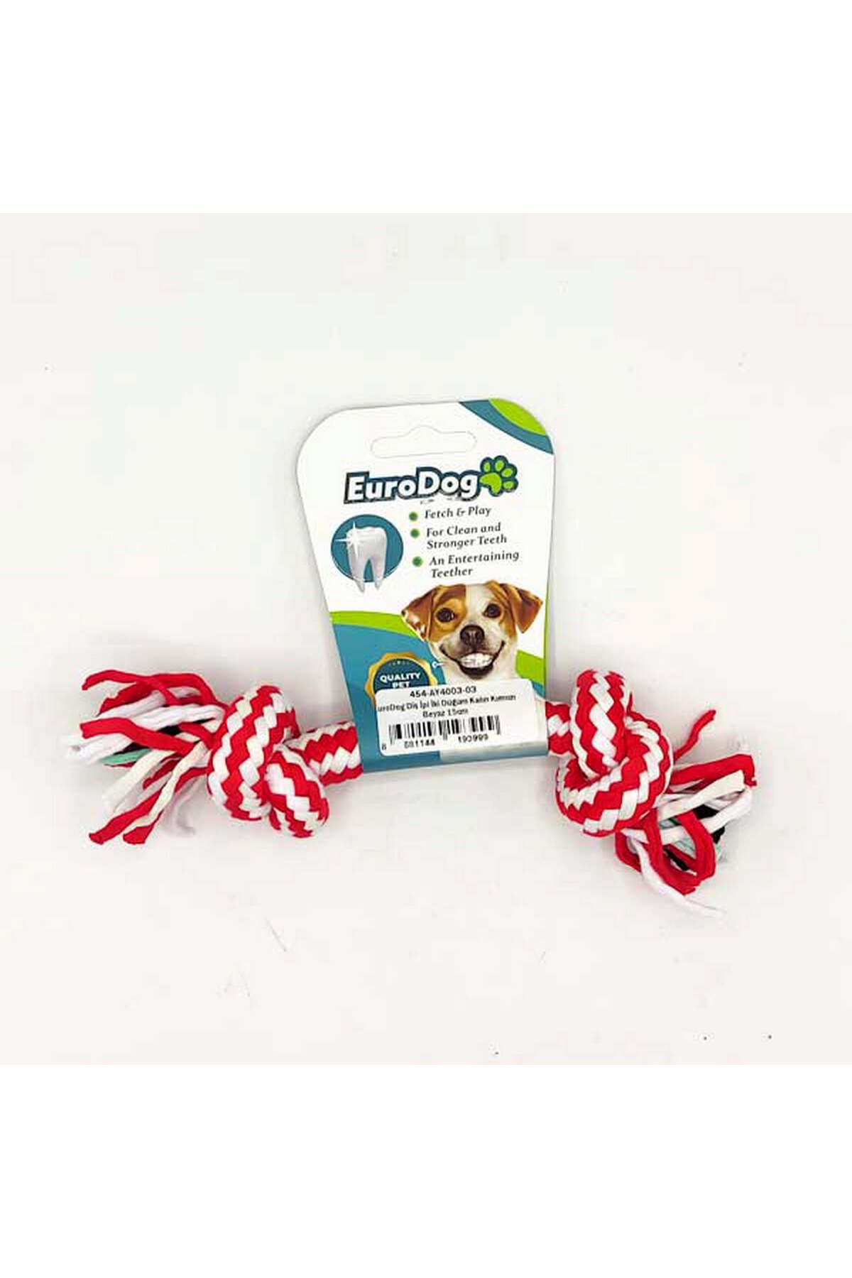Eurodog Diş İpi İki Düğüm İnce Kırmızı Beyaz 15 cm YKTSN