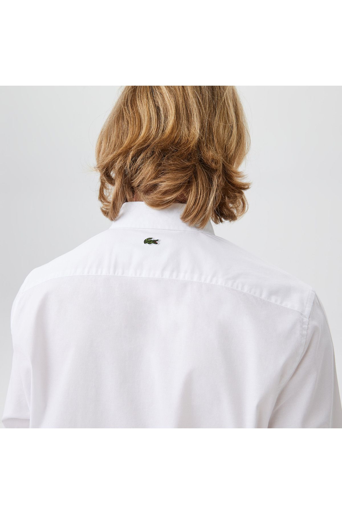 پیراهن / بلوز دکمه دار سفید مردانه باریک اورجینال Lacoste