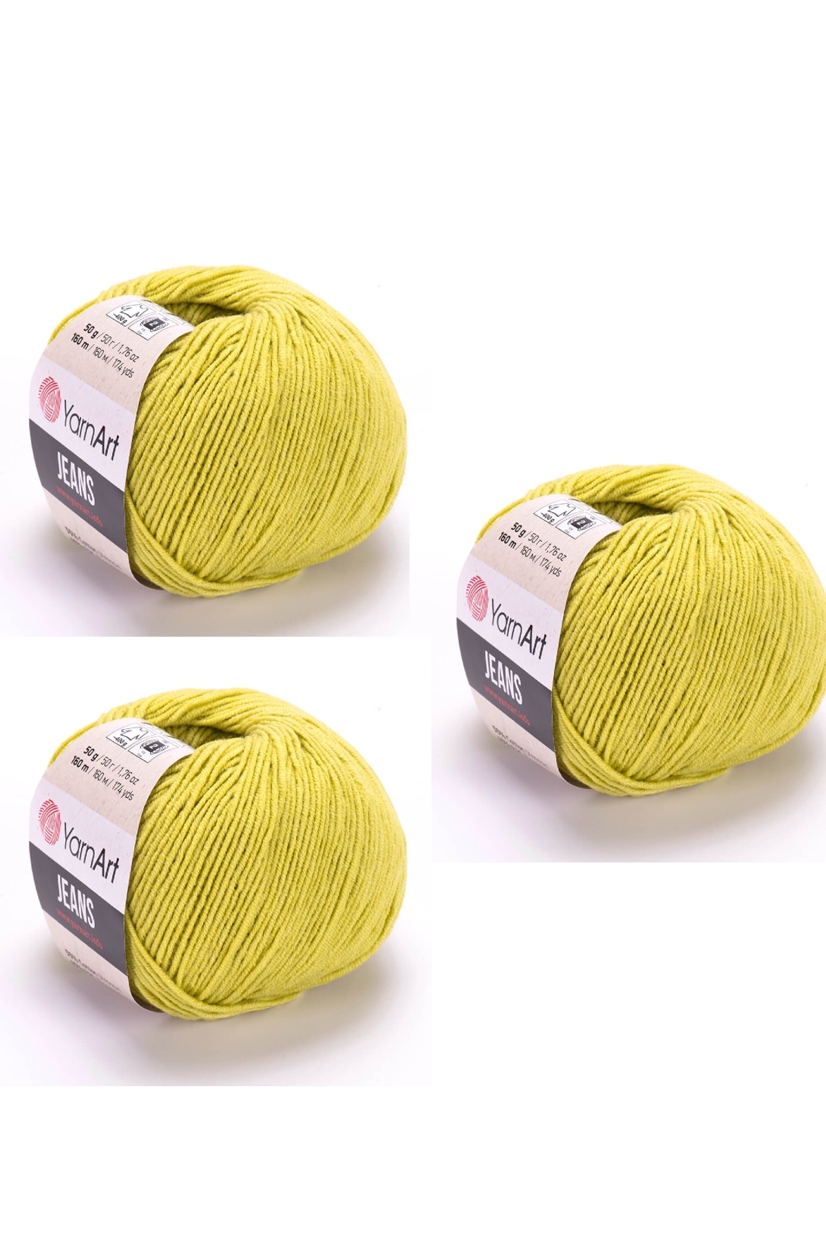 Yarn Art Jeans 29 Peanut Green Amigurumi Knitting Rope Cardigan Knitting Rope Baby Rope Punch Rope 3-Pack