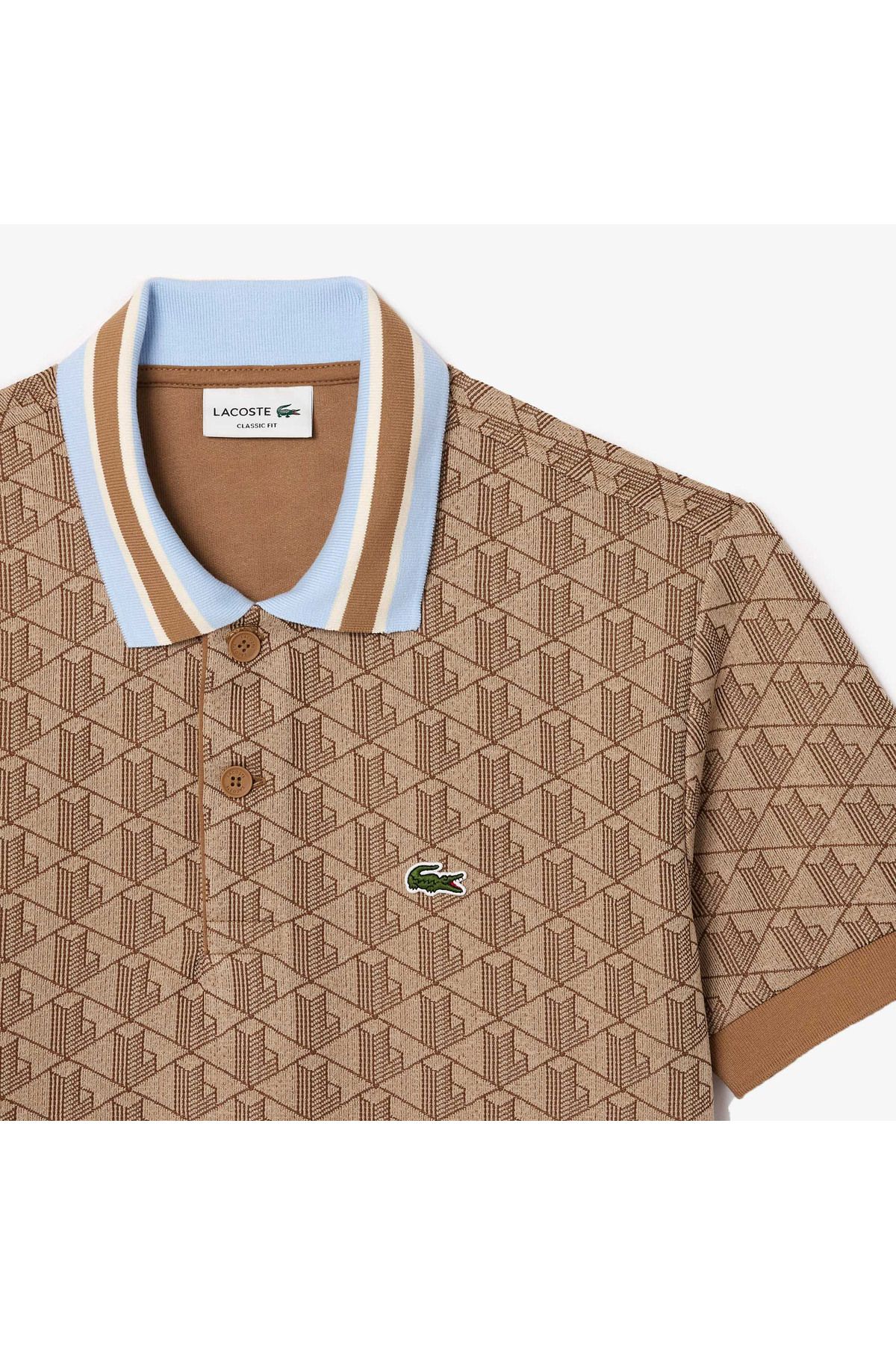 تی شرت یقه پولو چند رنگ مردانه مونوگرام کلاسیک مناسب قهوه ای چوگان Lacoste