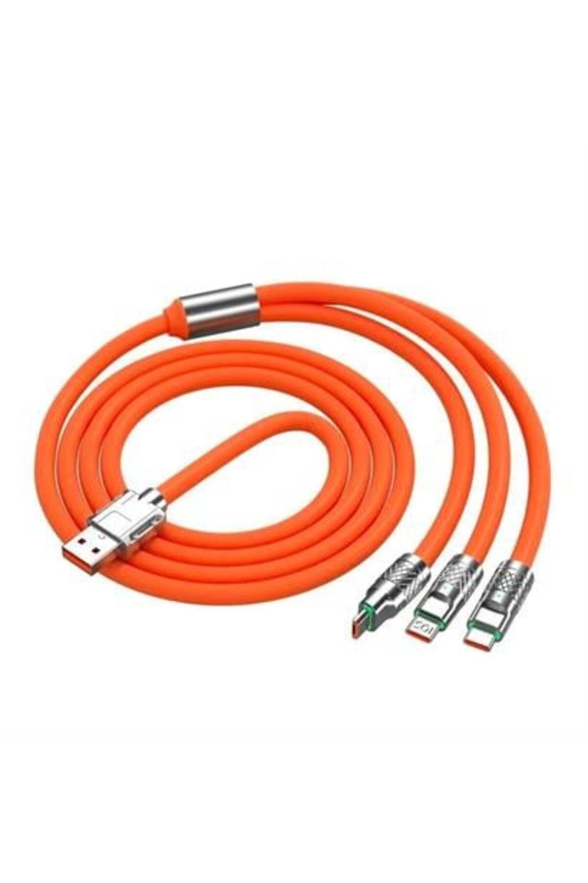 Zormarkt 3 in 1 Type-C + Micro Usb + Lightning Hızlı Şarj Kablosu Silikon Kablo 1 Metre Opp Ambalaj