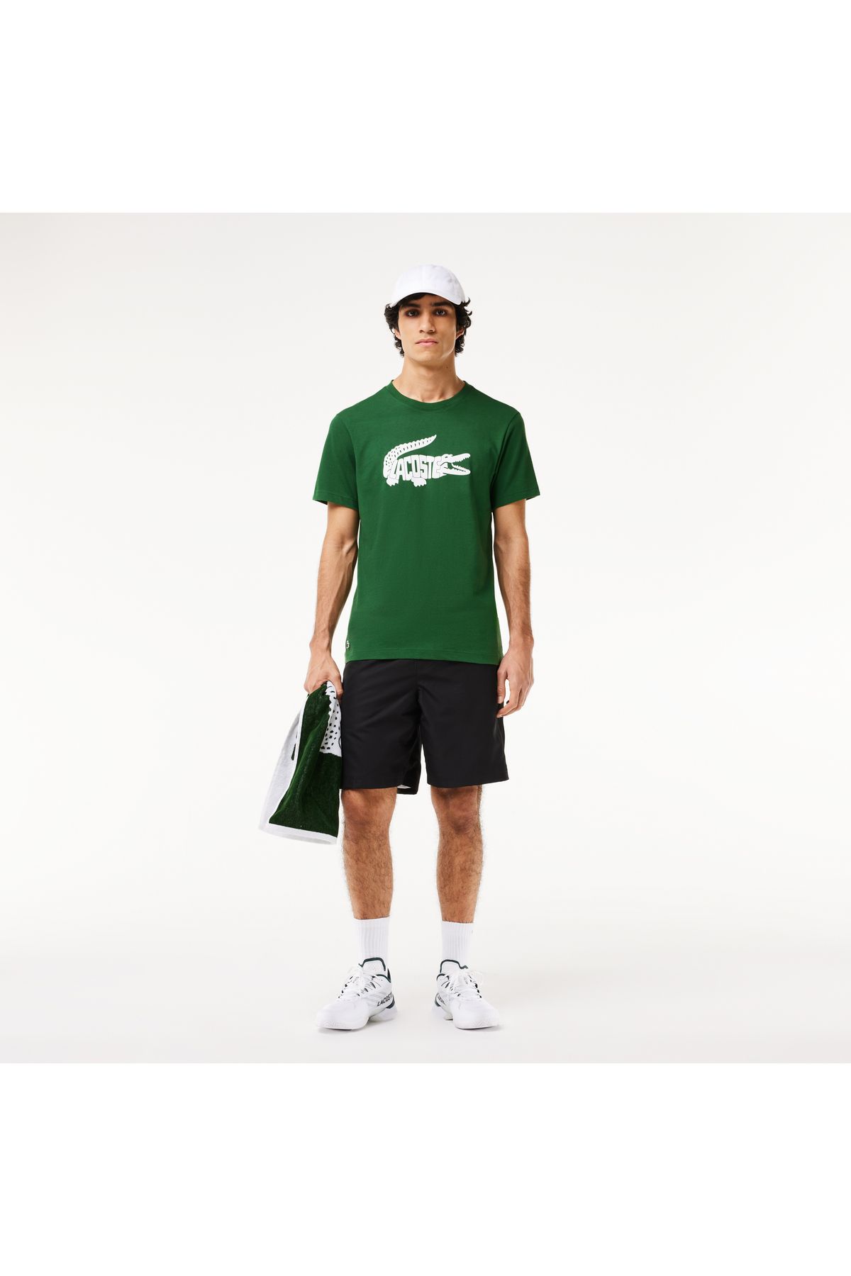 تی شرت سبز مردانه طرح دار با دوچرخه مناسب ورزشی Lacoste