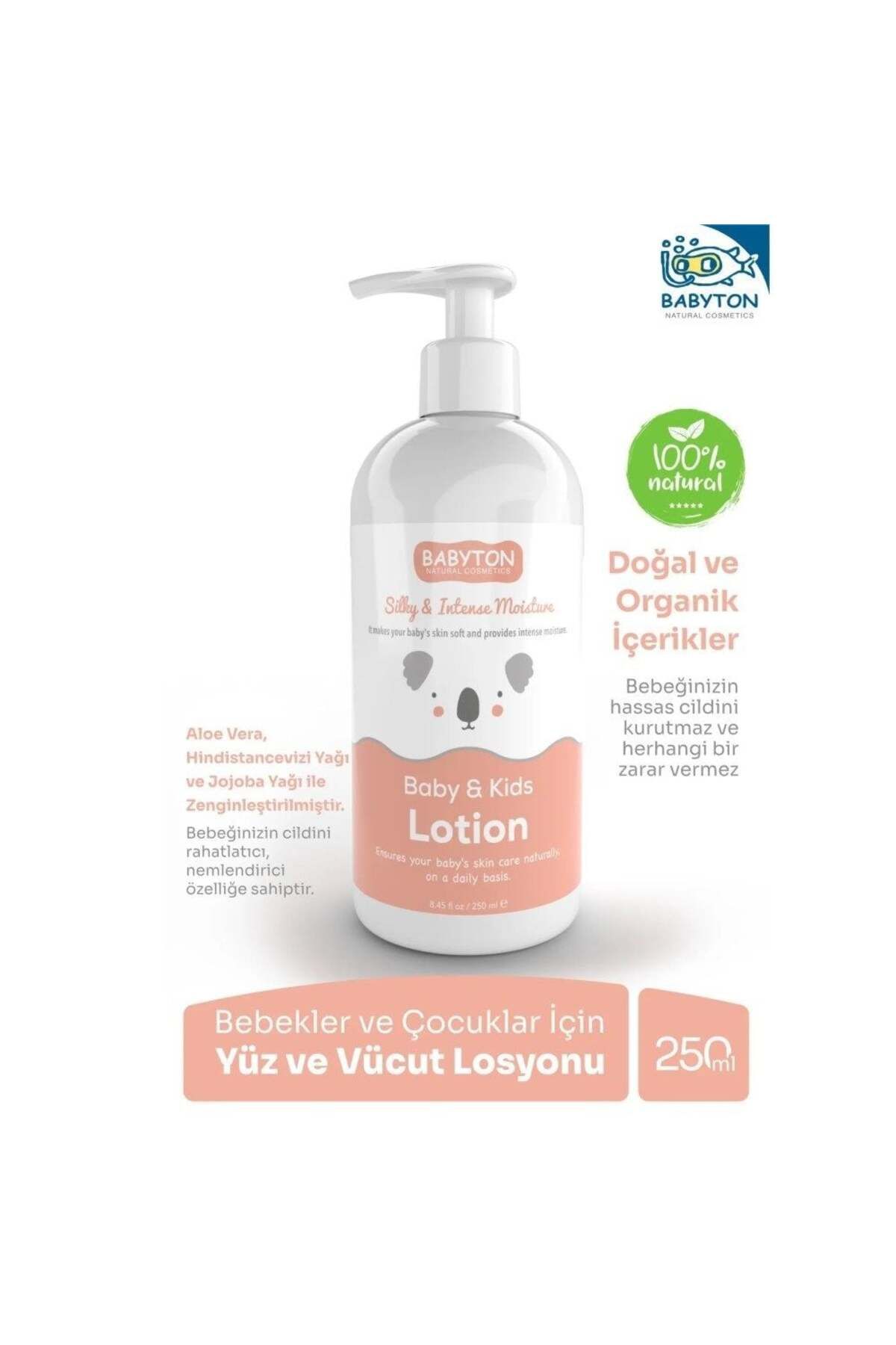 BABYTON Bebek ve Çocuklar İçin Doğal Yüz ve Vücut Losyonu 250ml