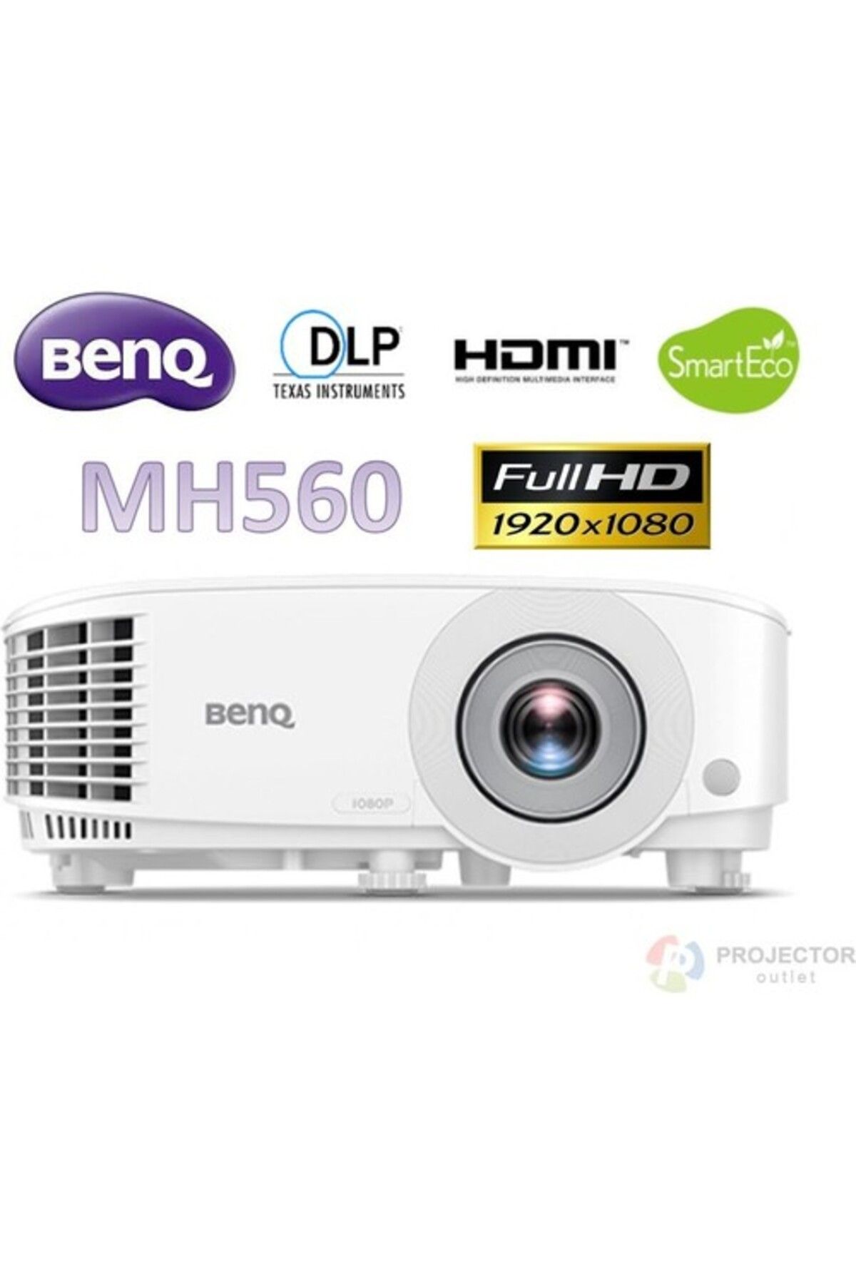 BENQ Mh560 3800 Ans 1920x1080 Full Hd 2xhdmı Vga 20.000:1 3d Dlp Projeksiyon