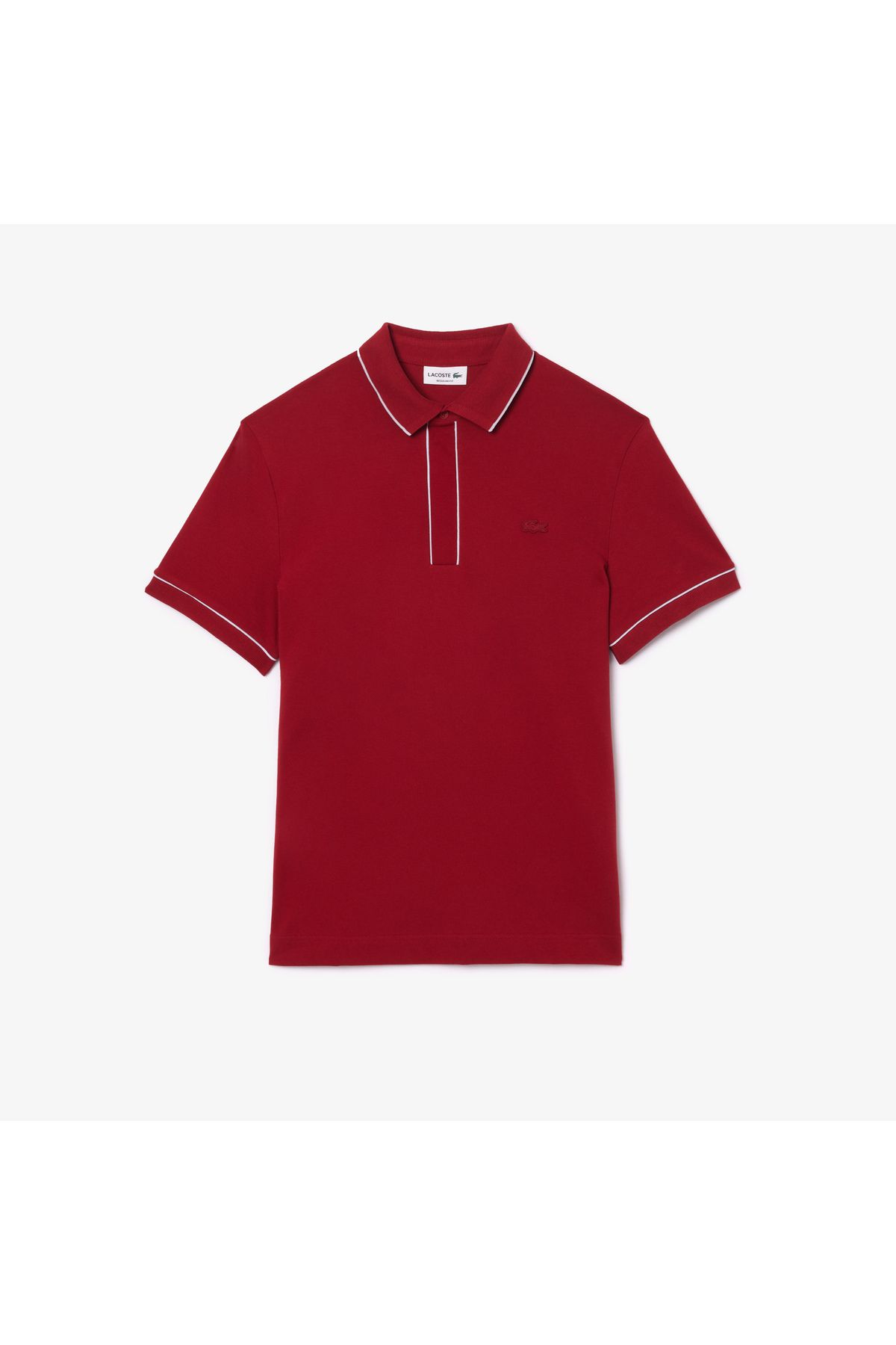 تی شرت یقه پولو قرمز مردانه چوگان پنبه ارگانیک به طور منظم Lacoste