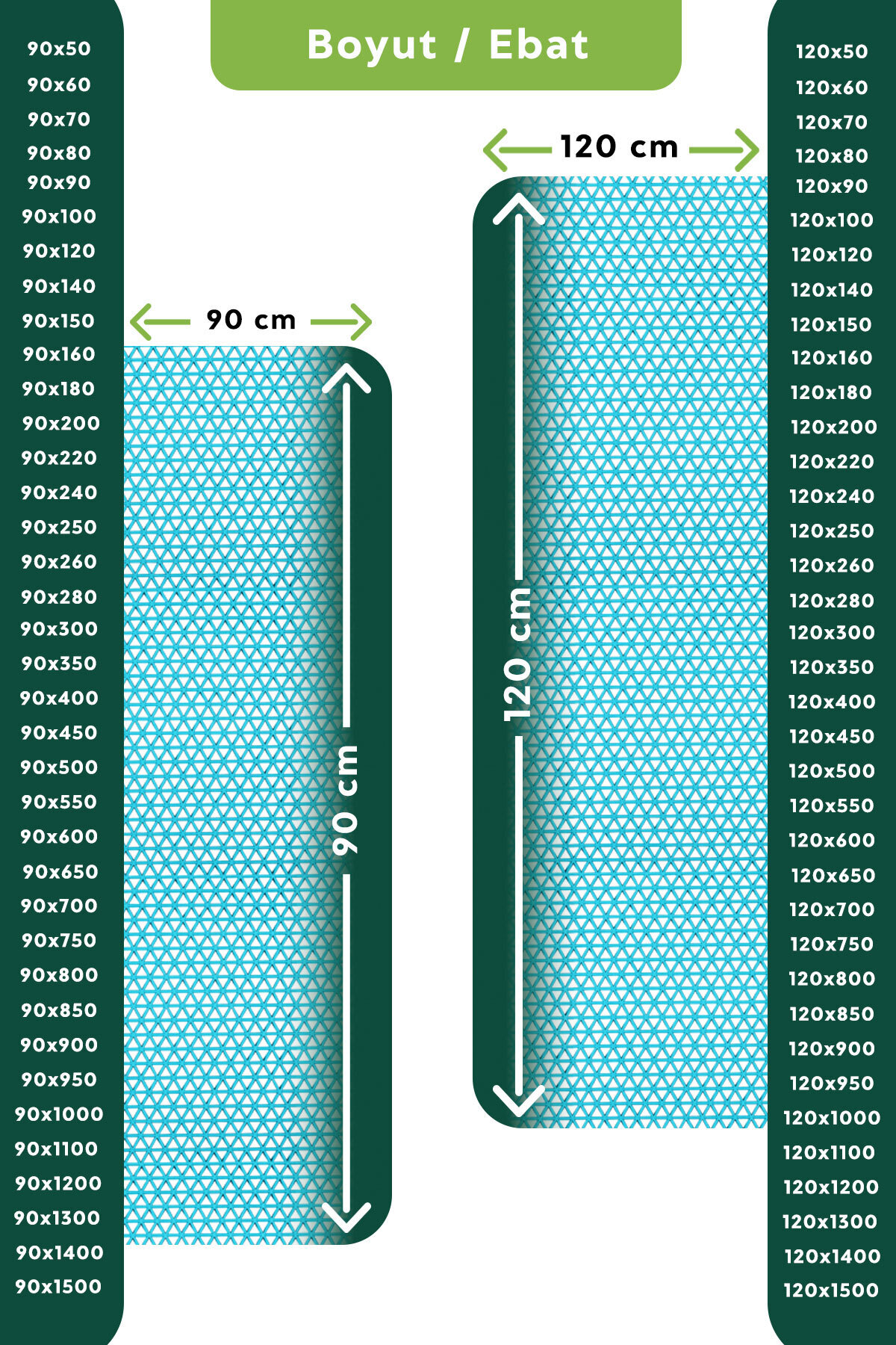 TBMPLASTİK-Turquoise Star Mat - Non-Slip, Width: 90cm 5