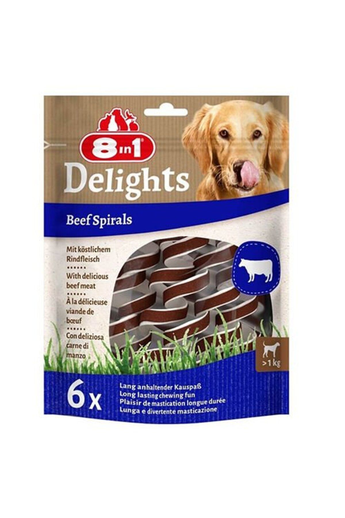8in1 Delights Beef Spirals Biftekli Burgu Köpek Ödülü 6'lı - Petshopundan