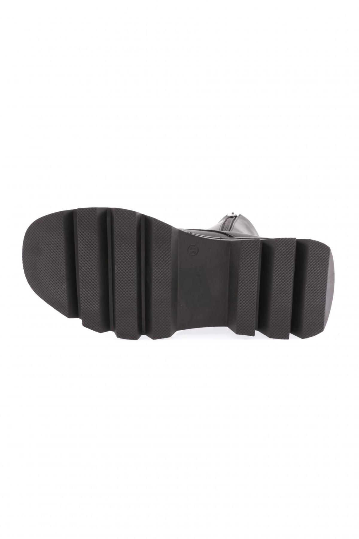 DGN-Damen-Schnürstiefel mit Reißverschluss, schwarze Haut 8553232 5