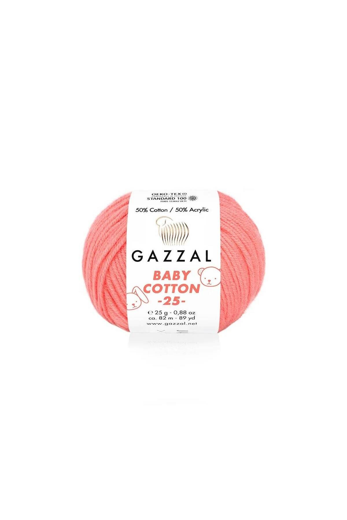 Gazzal Baby Cotton 25 El Örgü İpi Şeftali 3435