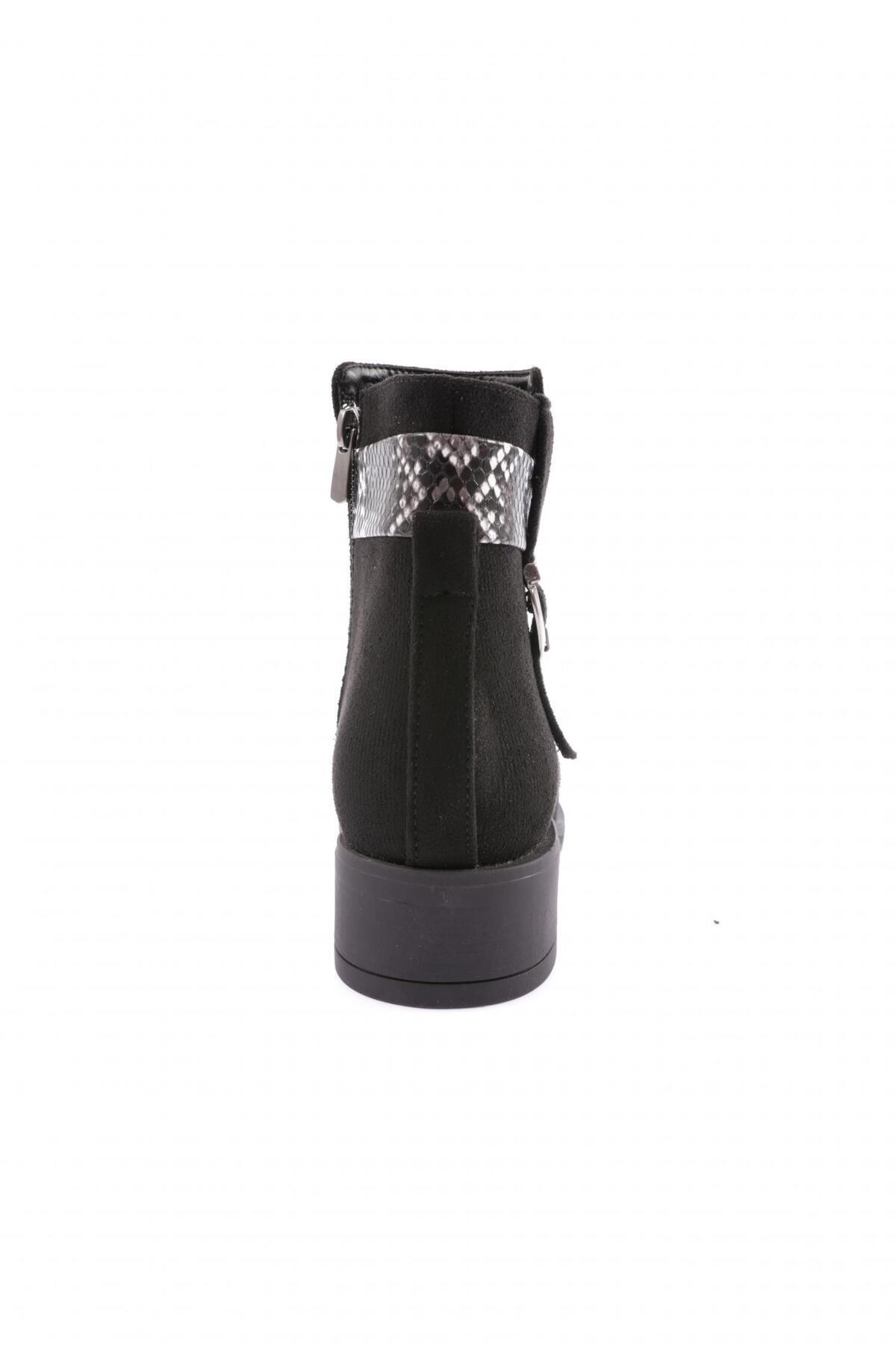 DGN Női csatos alacsony sarkú csizma fekete velúr fekete kígyó 51123275