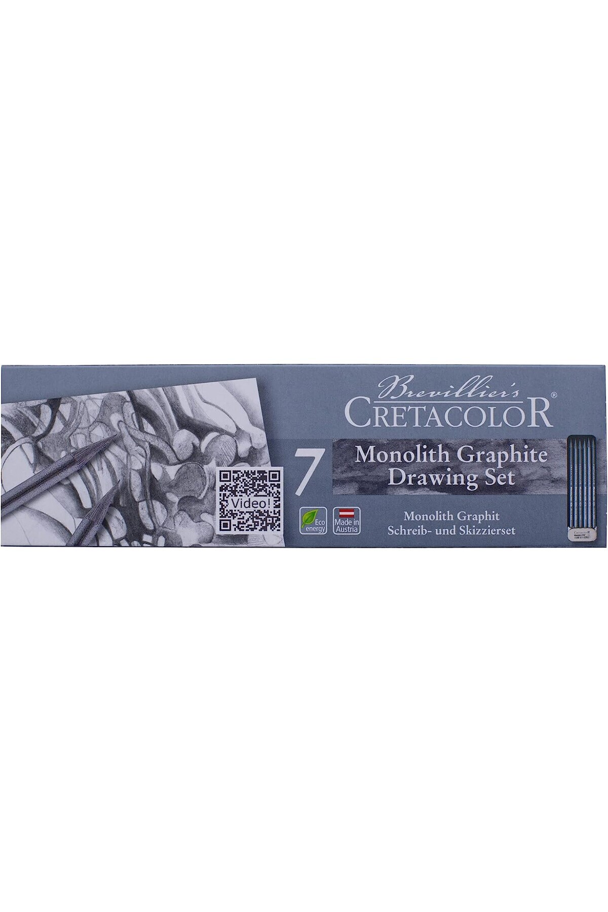 CretaColor Monolith Graphite Ağaçsız Eskiz Çizim Kalemi Seti 7'li Metal Kutu / 20426