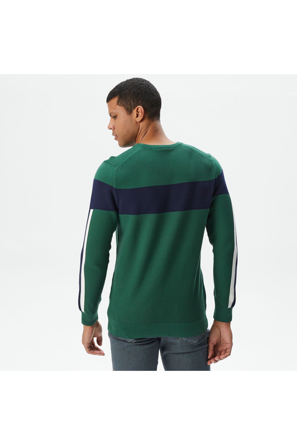 پلیور سبز مردانه لباس یقه دوچرخه مناسب Blok Green Lacoste