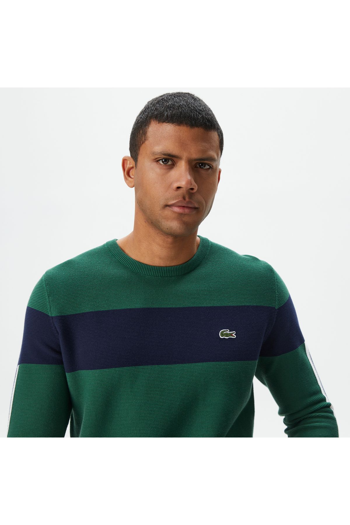 پلیور سبز مردانه لباس یقه دوچرخه مناسب Blok Green Lacoste