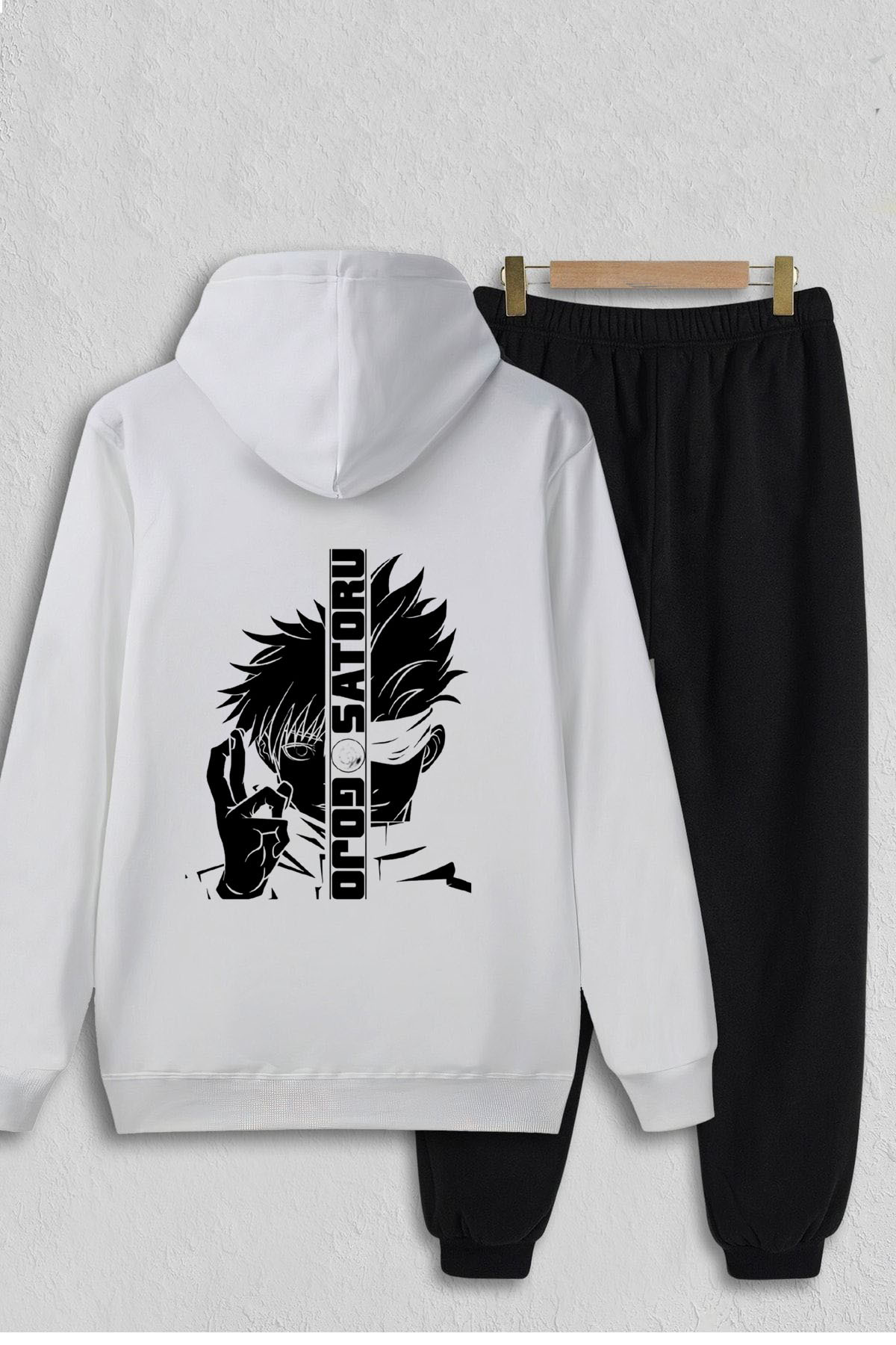 aynewmoda jujutsu kaisen gojo satoru anime ön arka baskılı beyaz