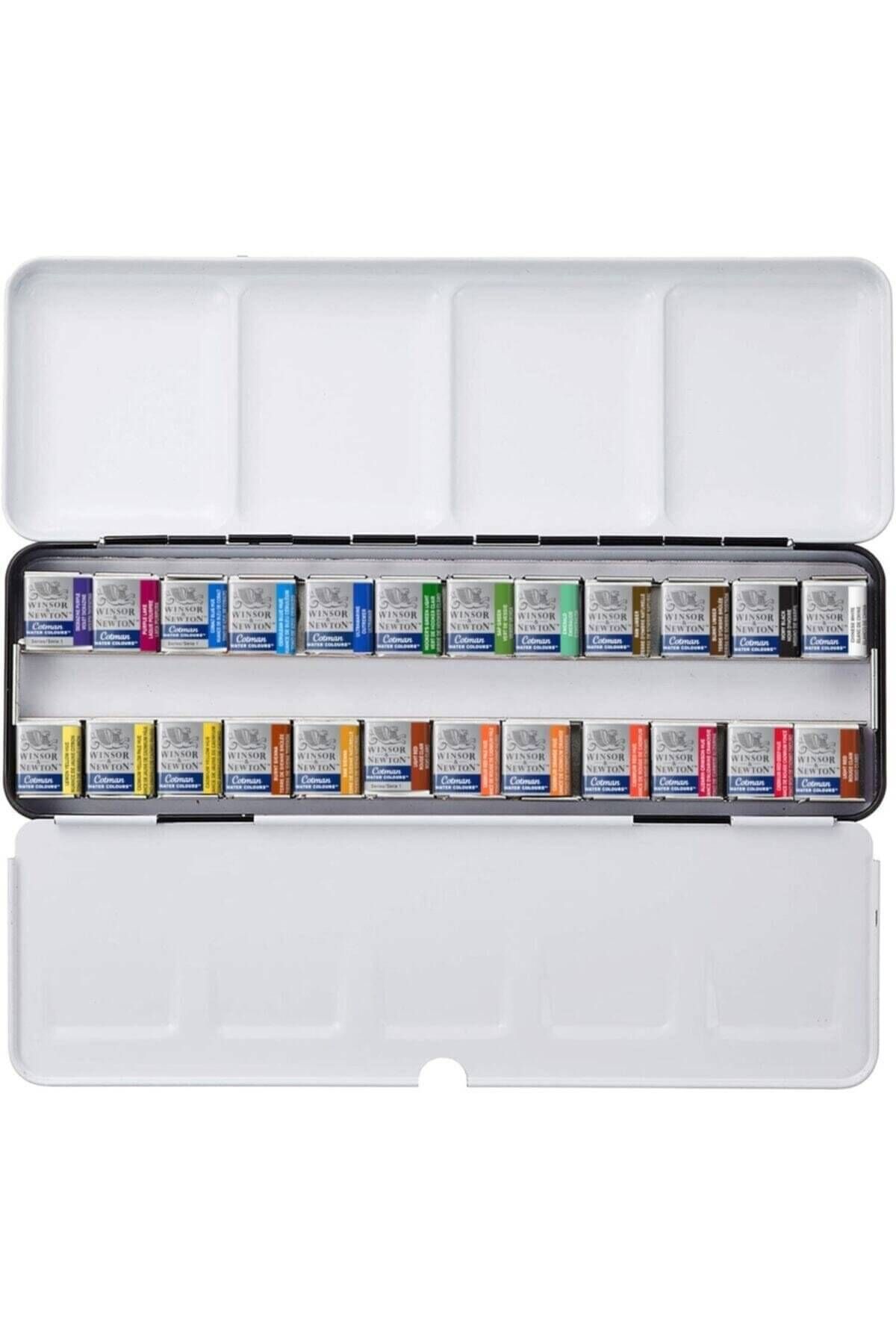 Winsor Newton Cotman 24'lü Yarım Tablet Teneke Kutu Suluboya Seti