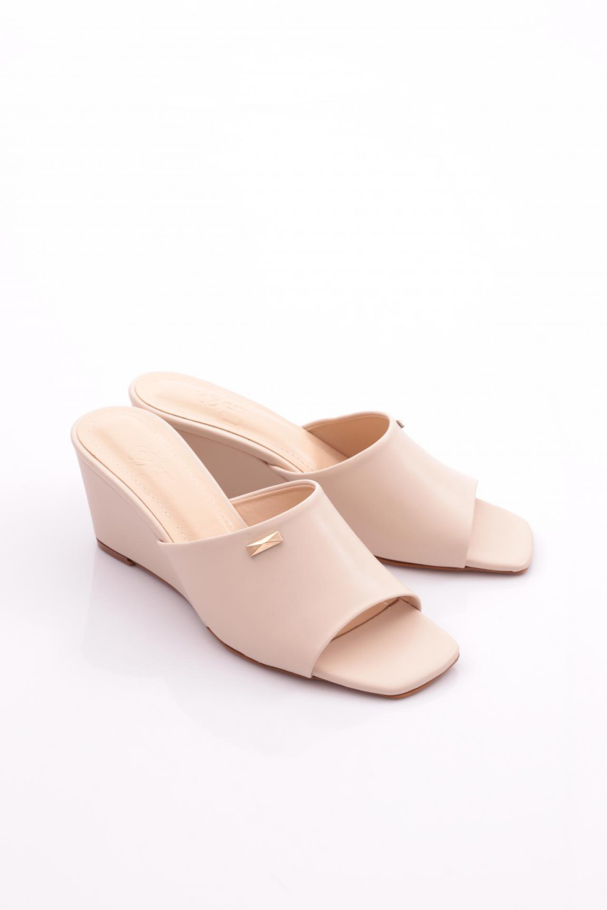 DGN-Ecru Women's Wedge Heeled Slippers - 354583539 2
