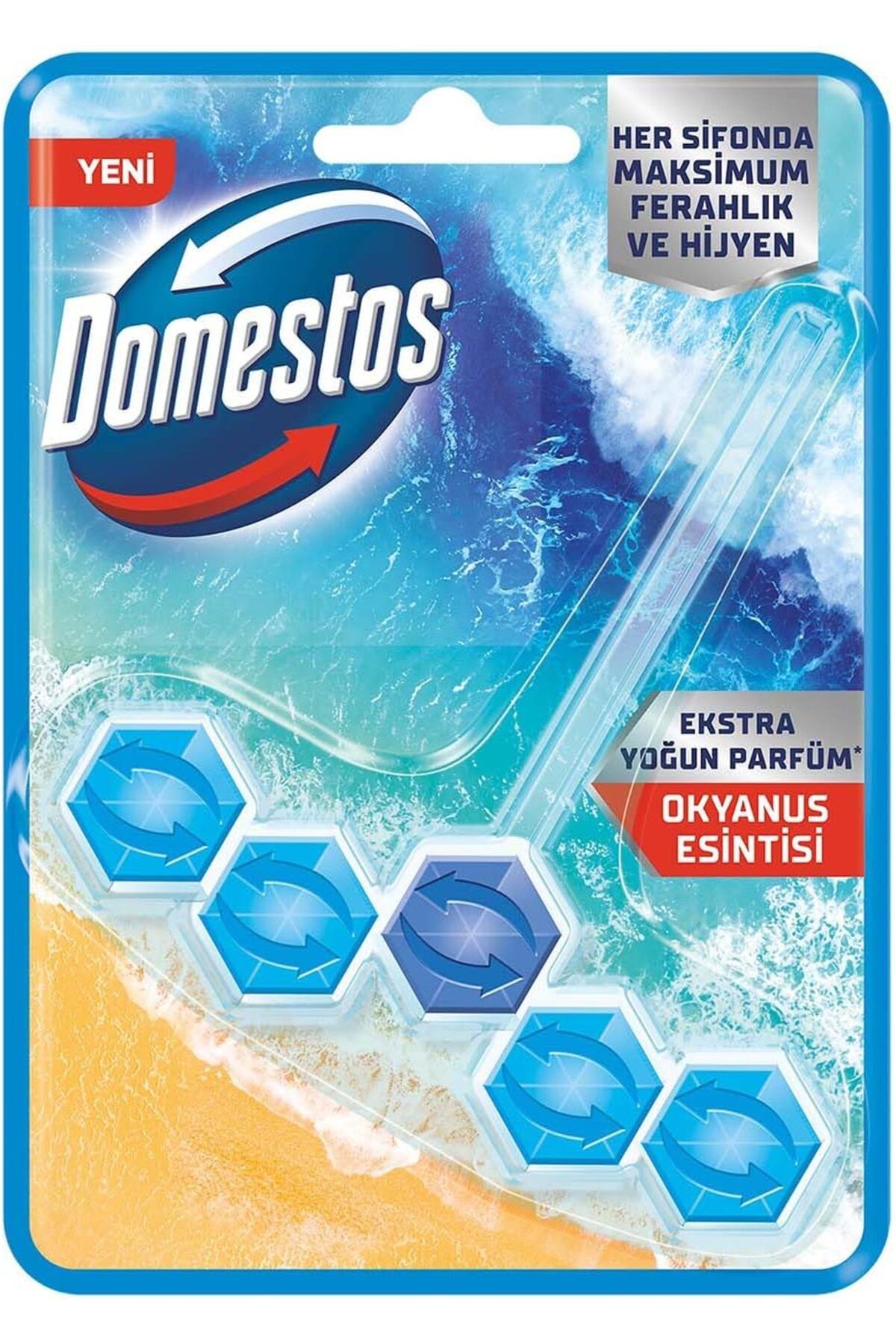 Domestos WC Blok 5'li Güç Tuvalet Bloğu Okyanus Ferahlığı Maksimum Hijyen 50 G