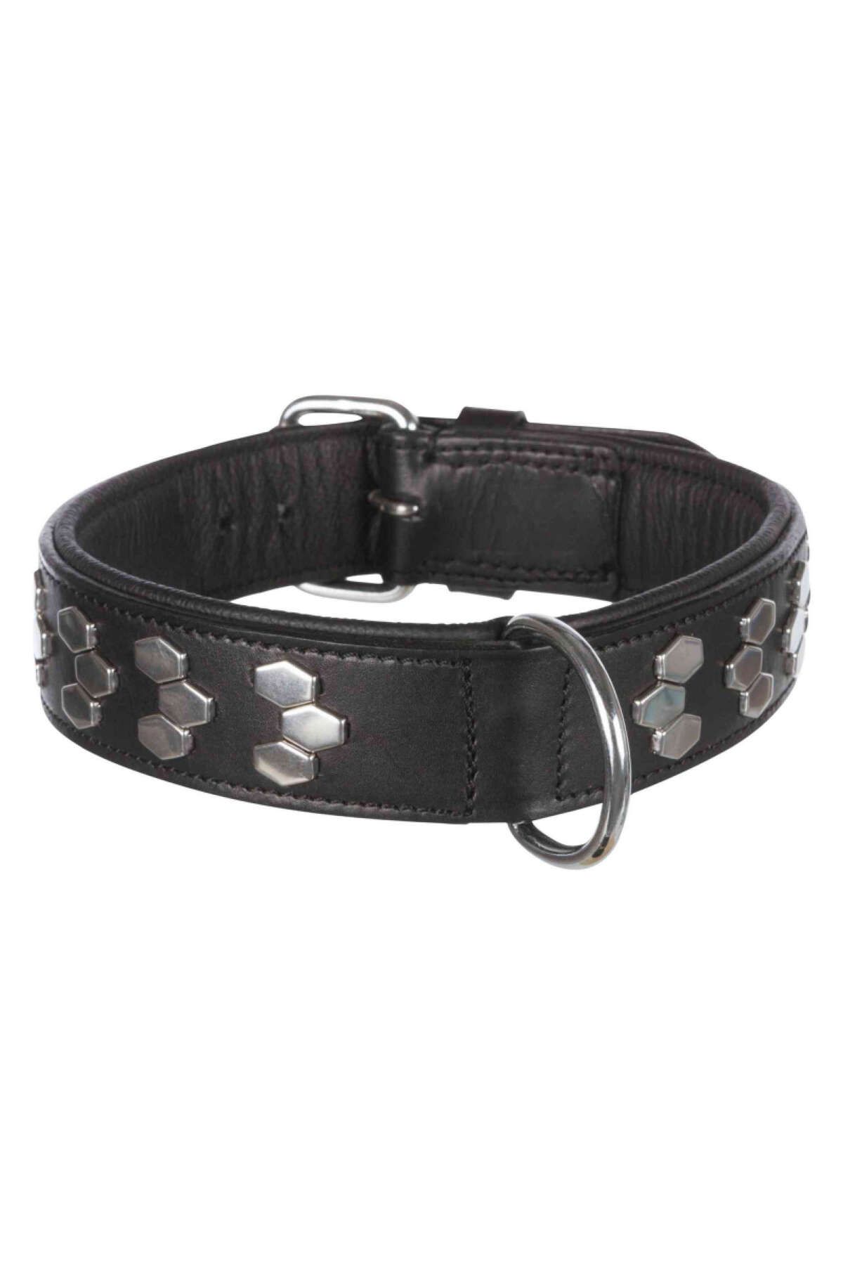 Trixie-Real Leather Black Dog Collar - 65-75cm, 40mm XL 394117 1