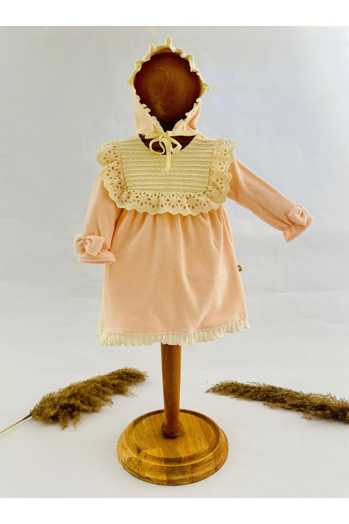 CFRA Velvet Baby Girl Dress TieUp Hat Trendyol