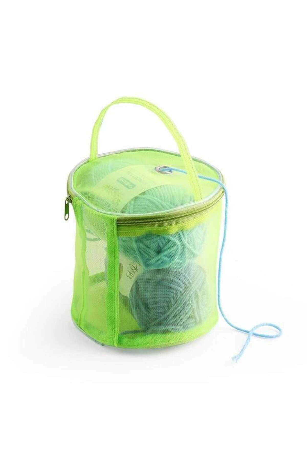 yumakça Şeffaf Yumak Çantası 13 x 14 Cm Mini Boy LE13 Yeşil Organizer Çanta görsel 2