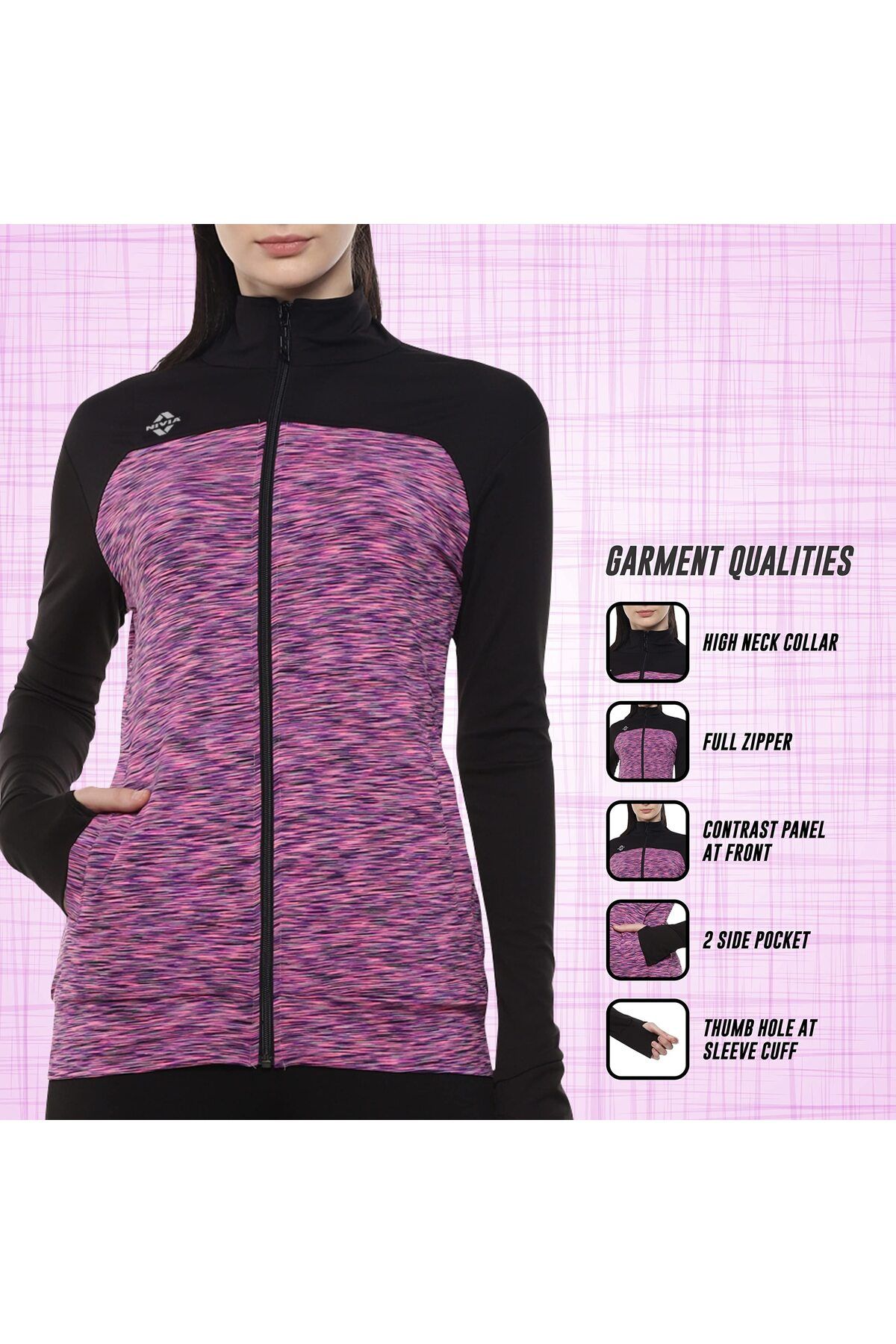 Nivia-Neo-6 Womens Jacket (Purple/Black, S) | Good for Cold Winter Weather | For Riding, Driving 5