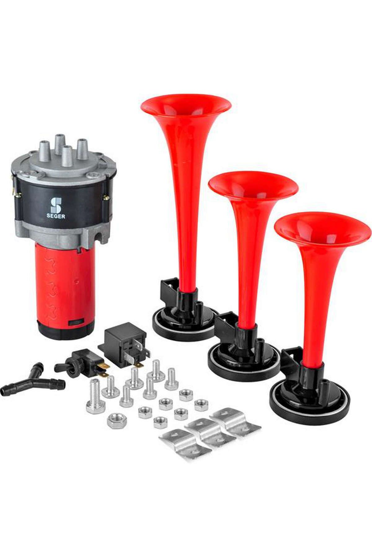 Seger KORNA KOMPRESÖRLÜ ÜÇ PLASTİK BORULU 12V KIRMIZI DRSTR