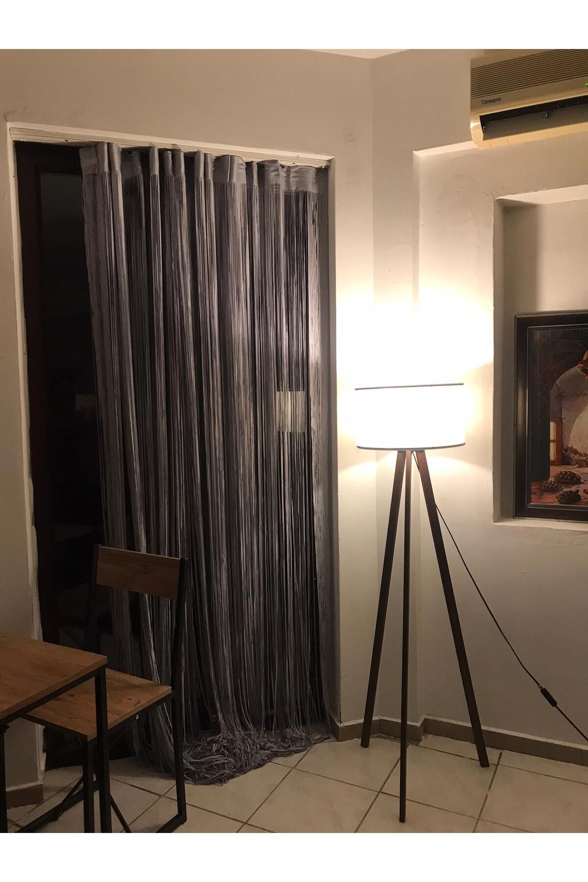 AKÇA TEKSTİL-Rope Model Gray Color Rope Curtain 180 cm Width 280 cm Length 2 mm in Strips Ready String Curtain 5