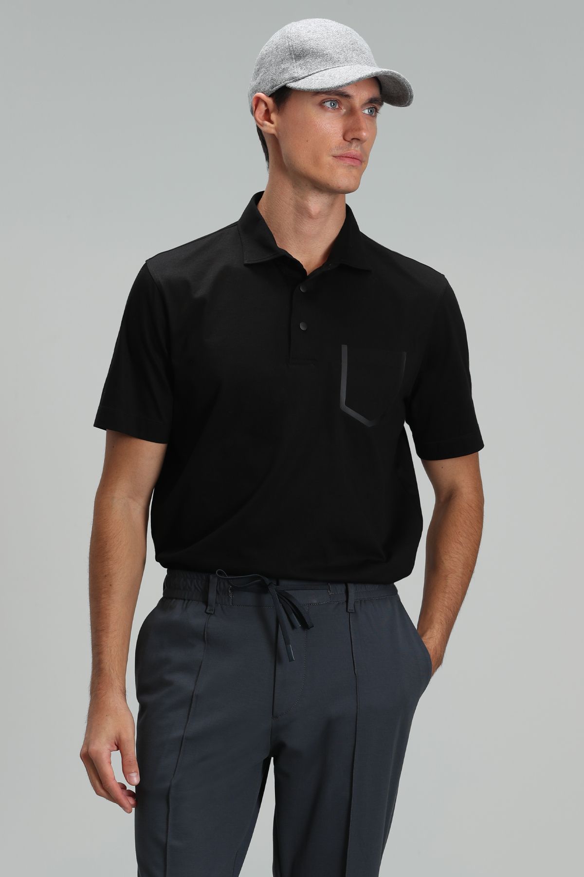 Lufian-Tricou polo Hope Smart pentru bărbați, negru 4